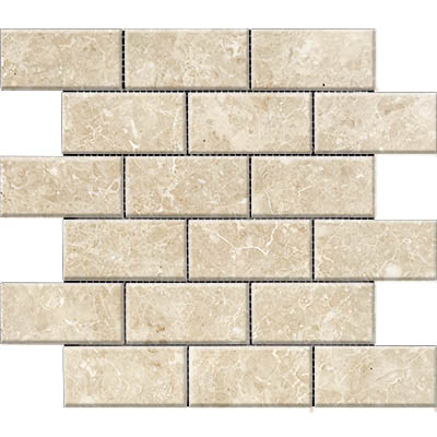 Cappuccino Polished Marble Mosaic Brick 2"X4" Big Bevel