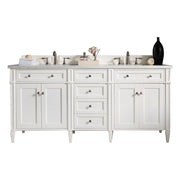 James Martin Brittany 72" Double Vanity in Bright White with 3cm Countertop and FreePower Wireless Charger
