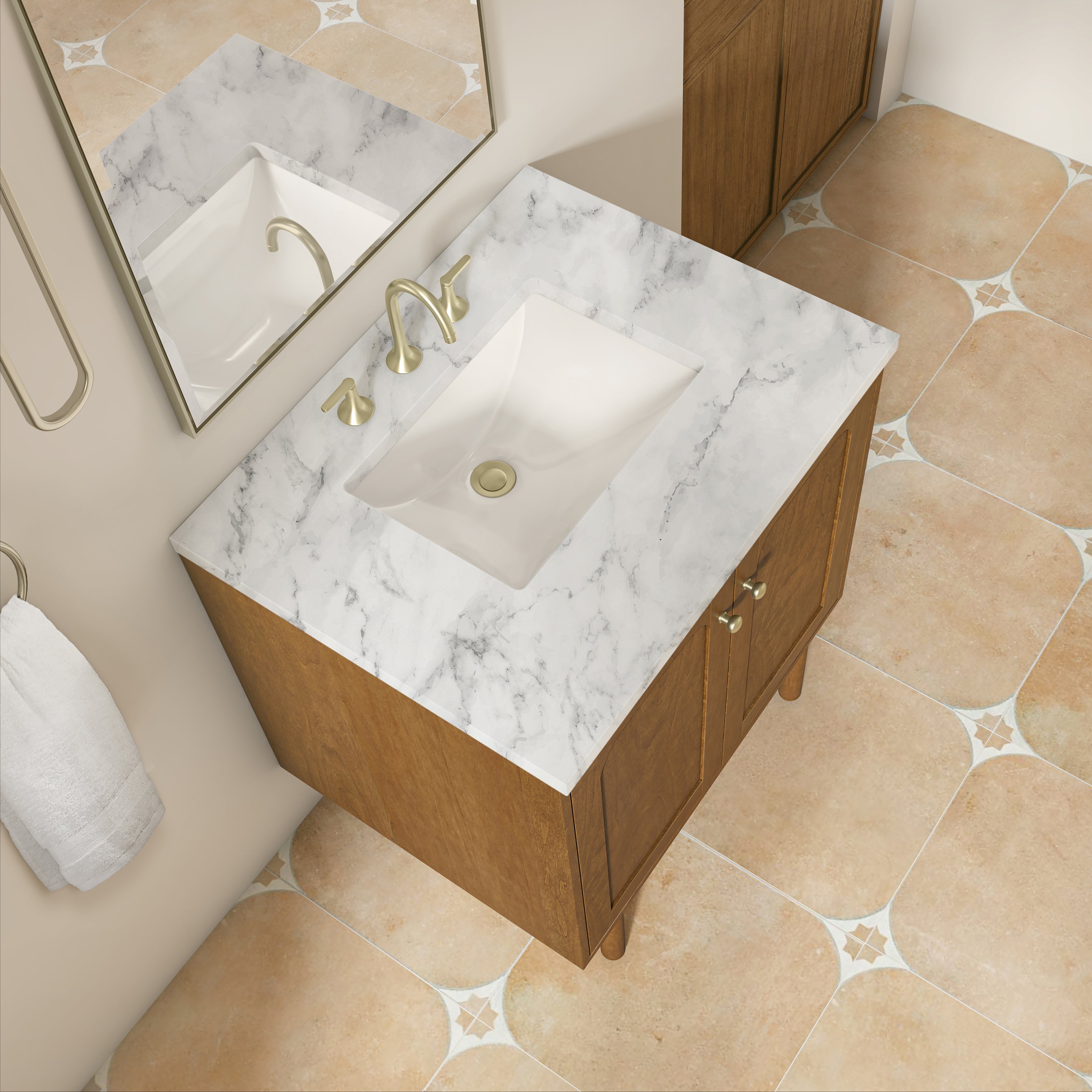 James Martin Laurent 30" Single Vanity in Honey Oak with 3cm Countertop