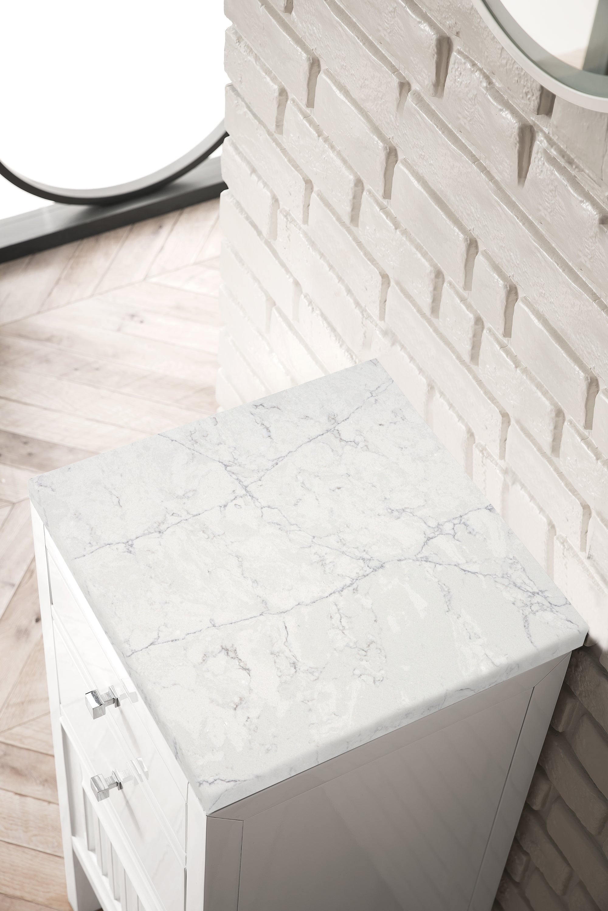 James Martin Athens 15" Base Cabinet with Drawers and Left Door in Glossy White with 3cm Countertop
