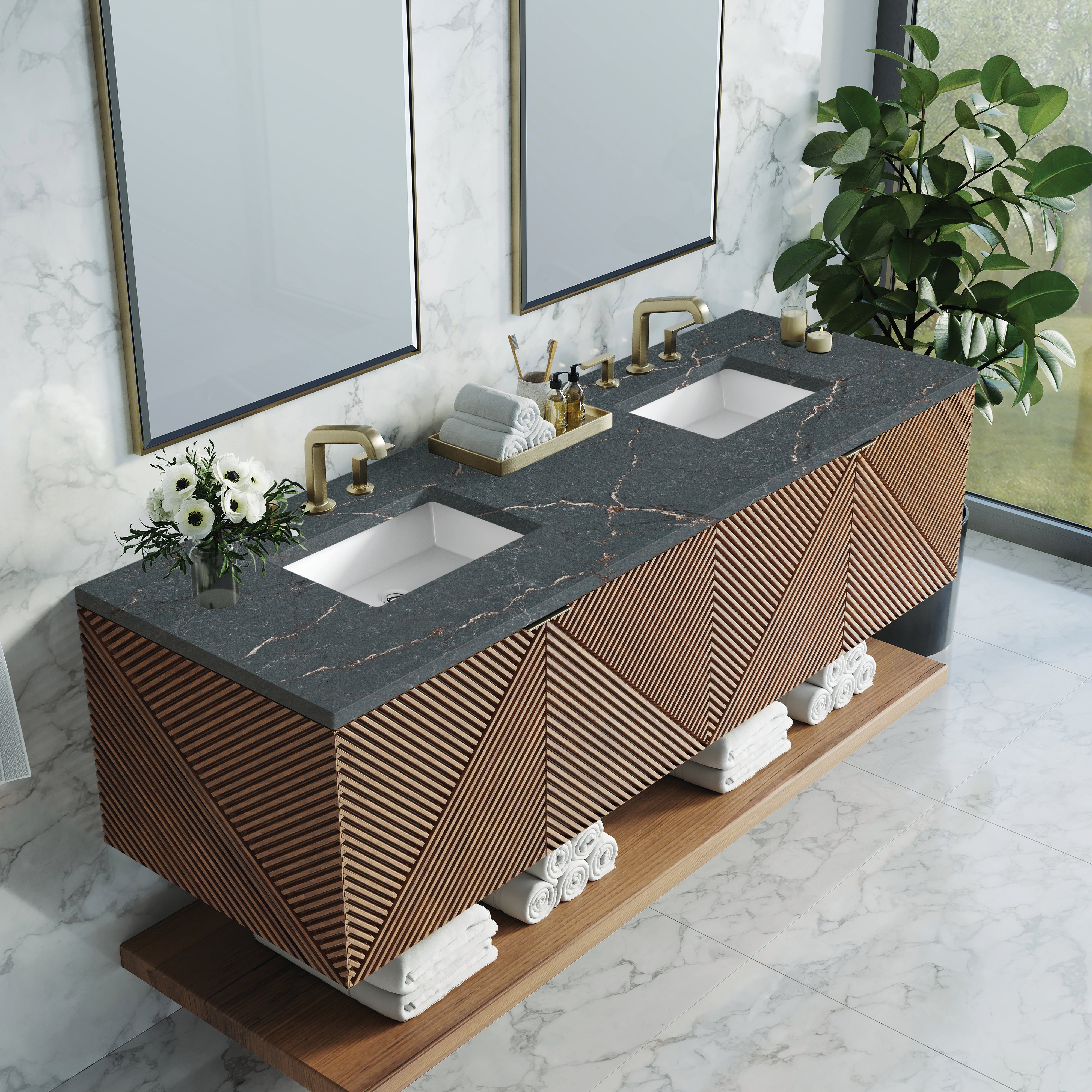 James Martin Marcello 72" Double Vanity in Chestnut with 3cm Countertop