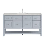 James Martin Breckenridge 60" Single Vanity in Serenity Blue with 3cm Countertop and FreePower Wireless Charger