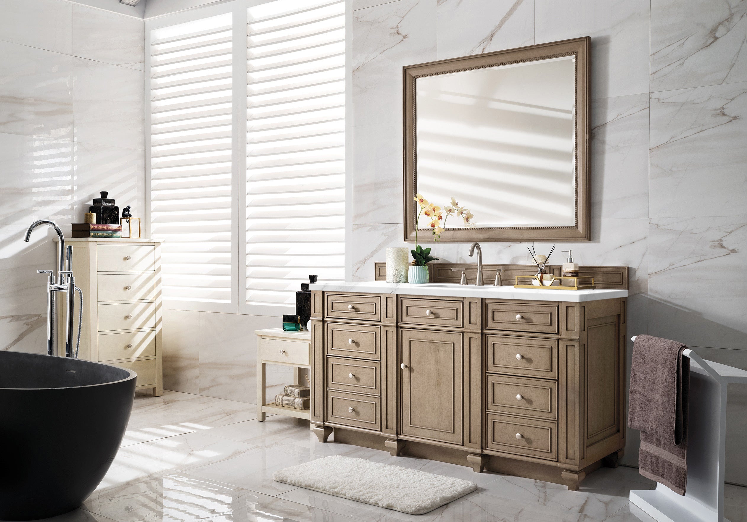 James Martin Bristol 60" Single Vanity in Whitewashed Walnut with 3cm Countertop