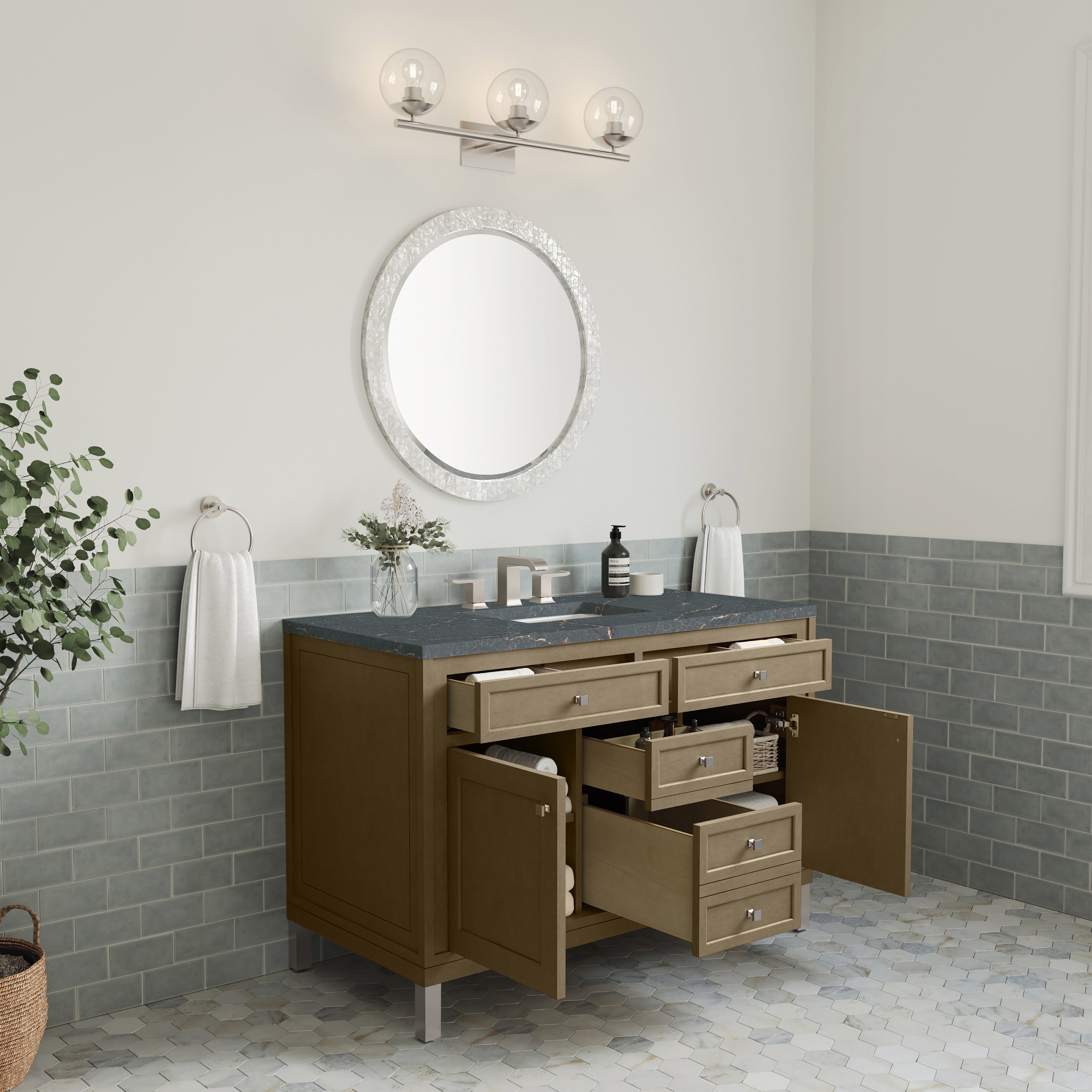 James Martin Chicago 48" Single Vanity in Walnut Whisper with 3cm Countertop