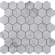 Calacatta Cressa Polished Marble Mosaic Hexagon 2"