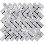 Calacatta Cressa Polished Marble Mosaic Herringbone 1"X2"