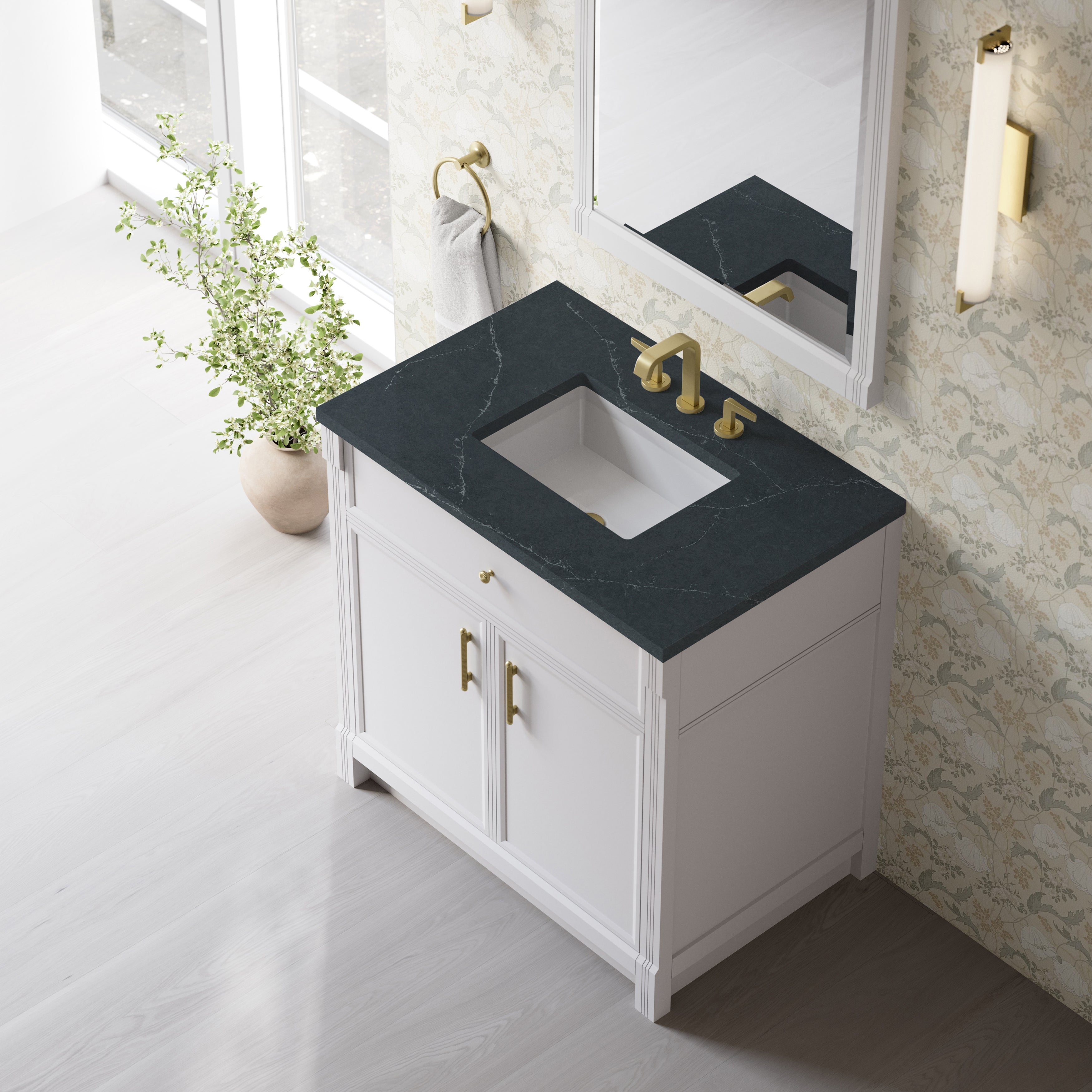 James Martin Bellshire 36" Single Vanity in Bright White with 3cm Countertop