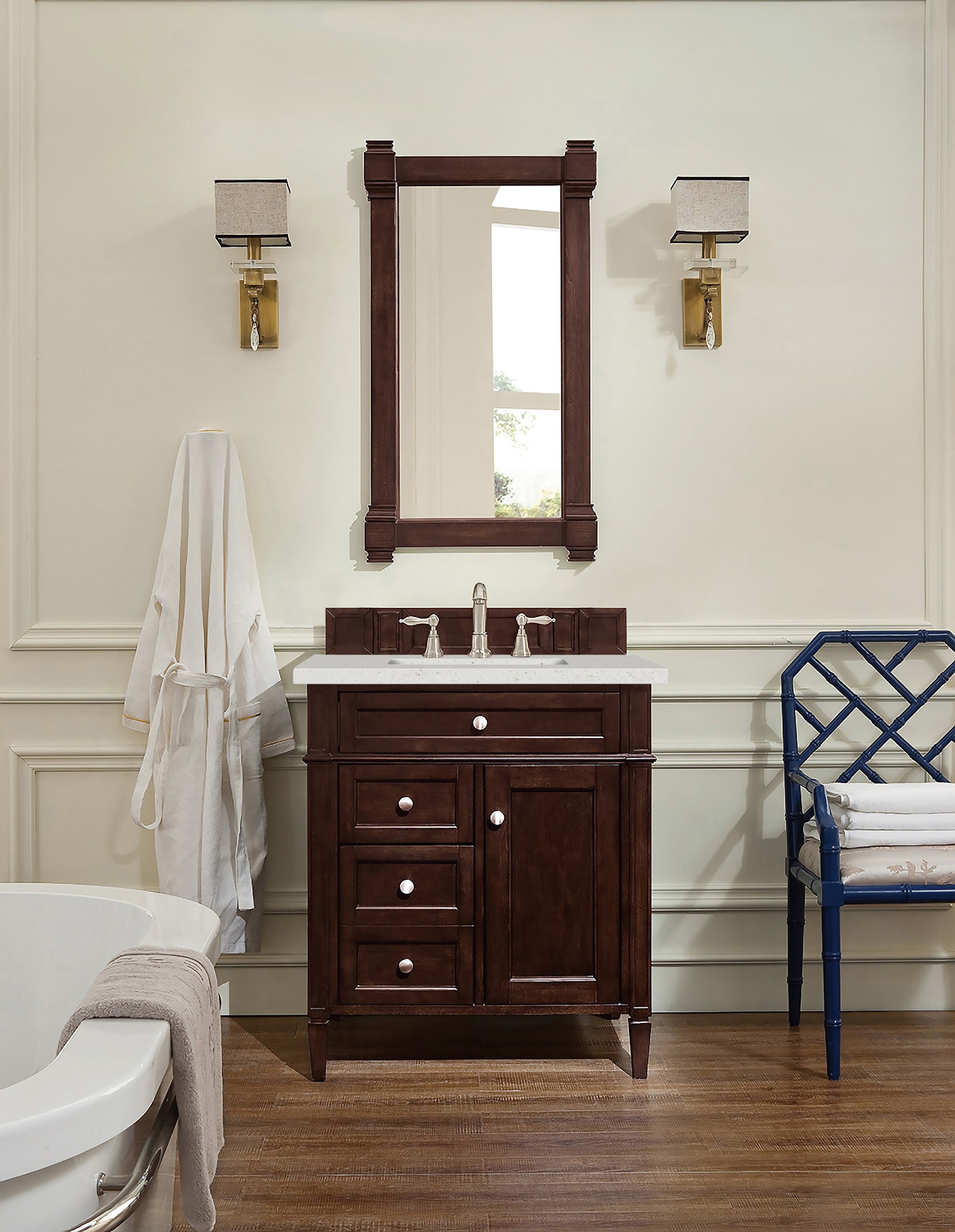 James Martin Brittany 30" Single Vanity in Burnished Mahogany with 3cm Countertop