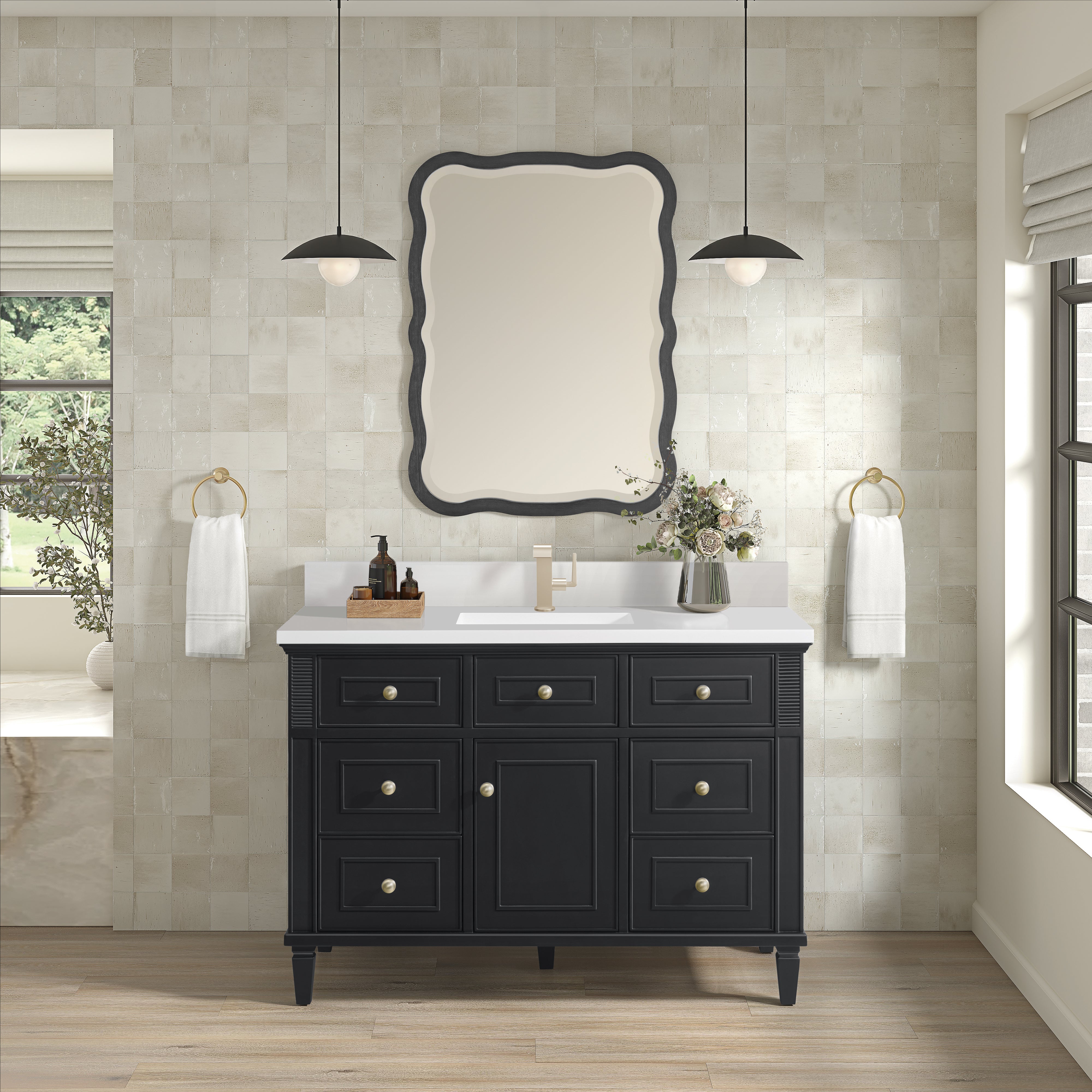 James Martin Lorelai 48" Single Vanity in Black Onyx with 3cm Countertop