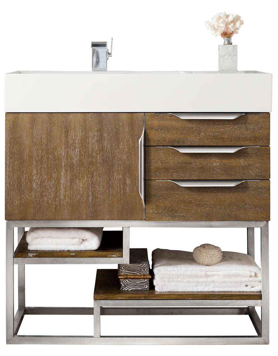 James Martin Columbia 36" Freestanding Single Vanity with Mineral Composite Stone Countertop