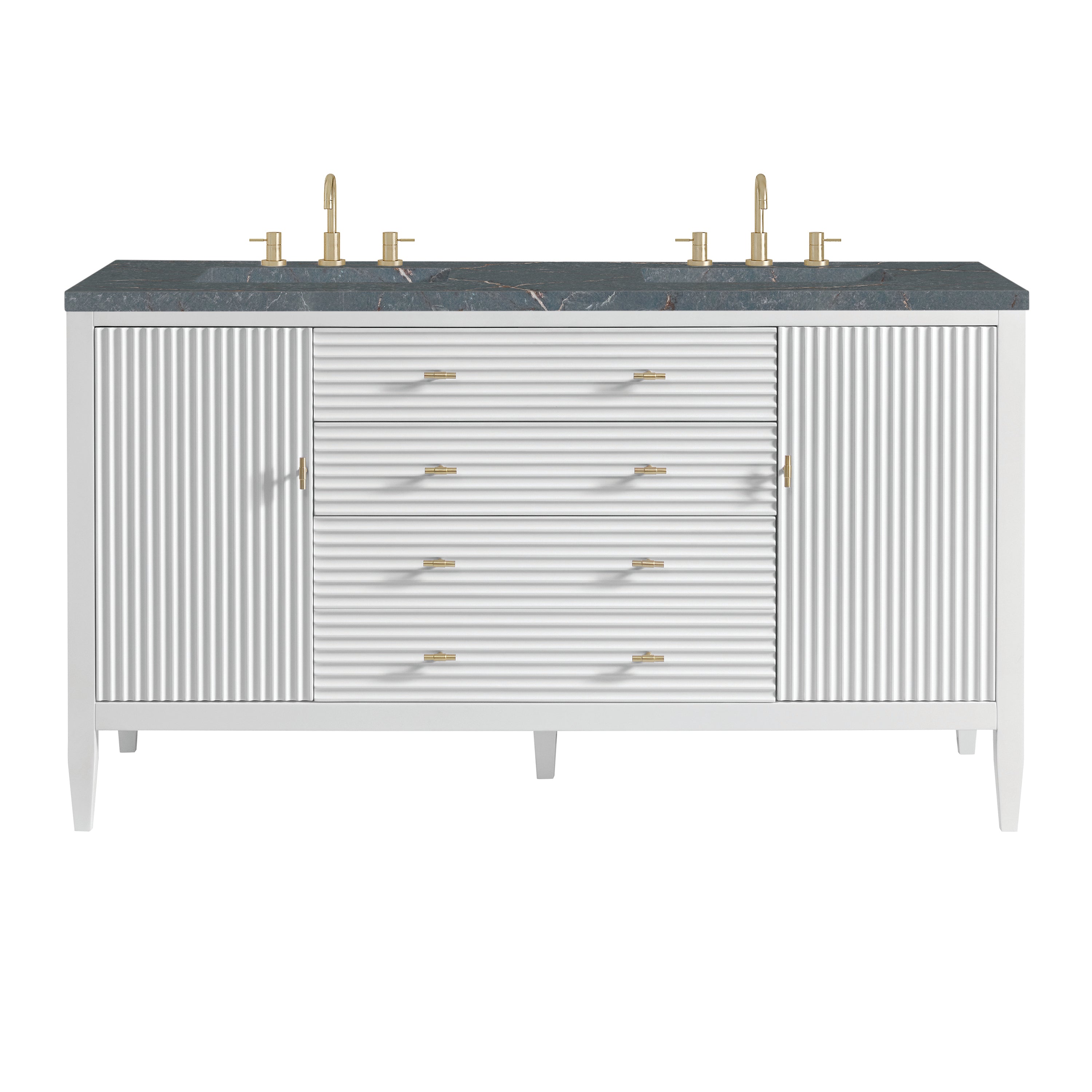 James Martin Myrrin 60" Double Vanity in Bright White with 3cm Countertop