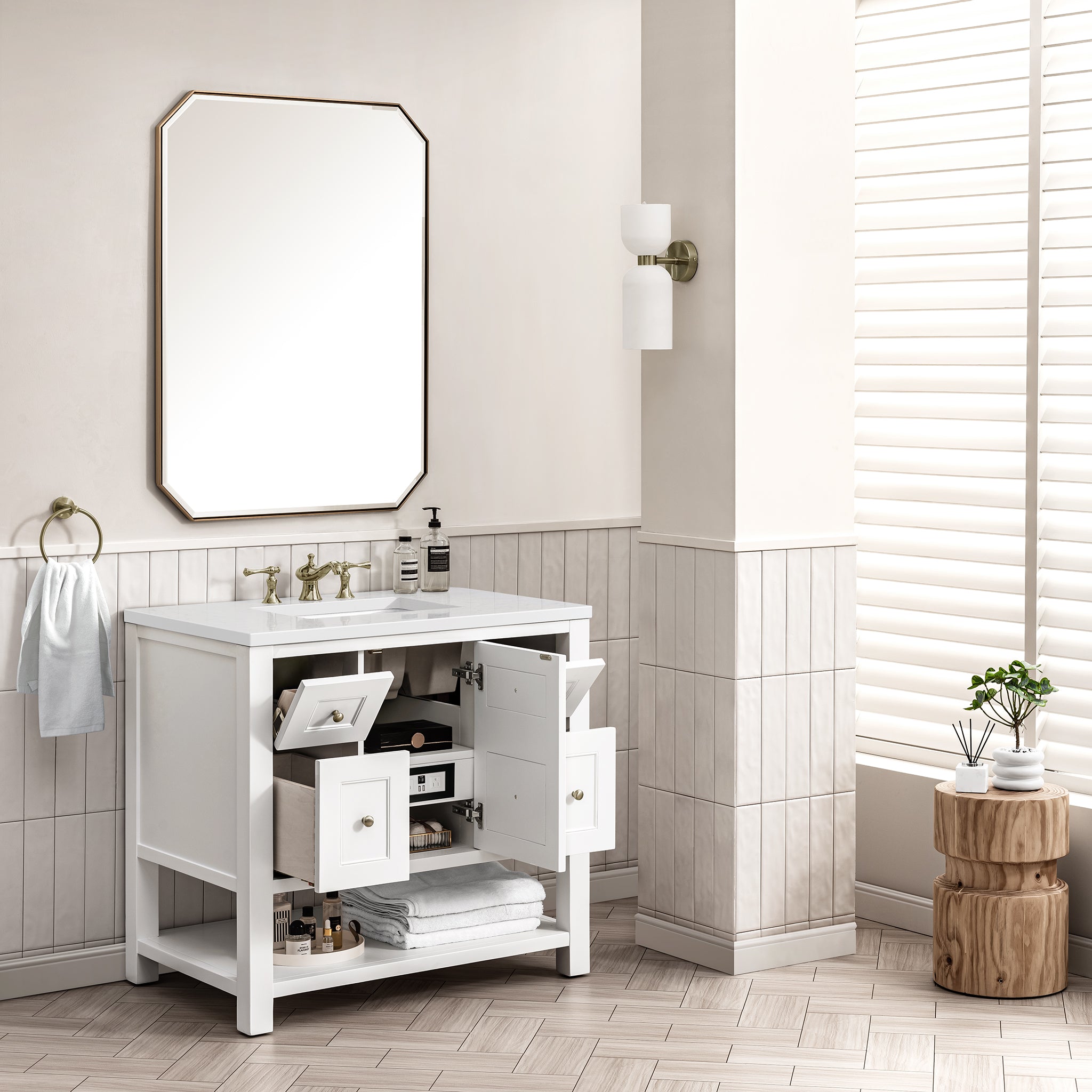 James Martin Breckenridge 36" Single Vanity in Bright White with 3cm Countertop
