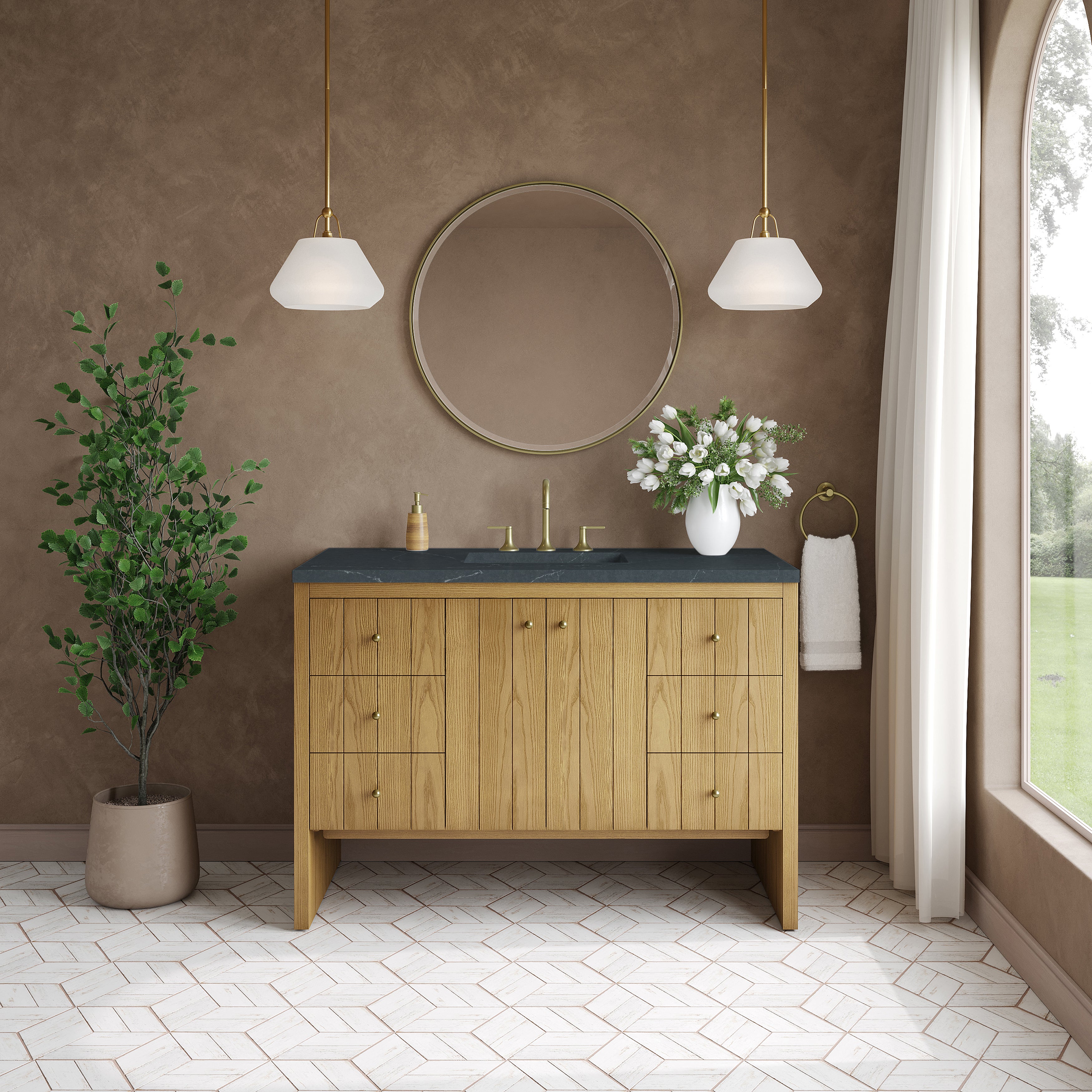 James Martin Hudson 48" Single Vanity in Light Natural Oak with 3cm Countertop