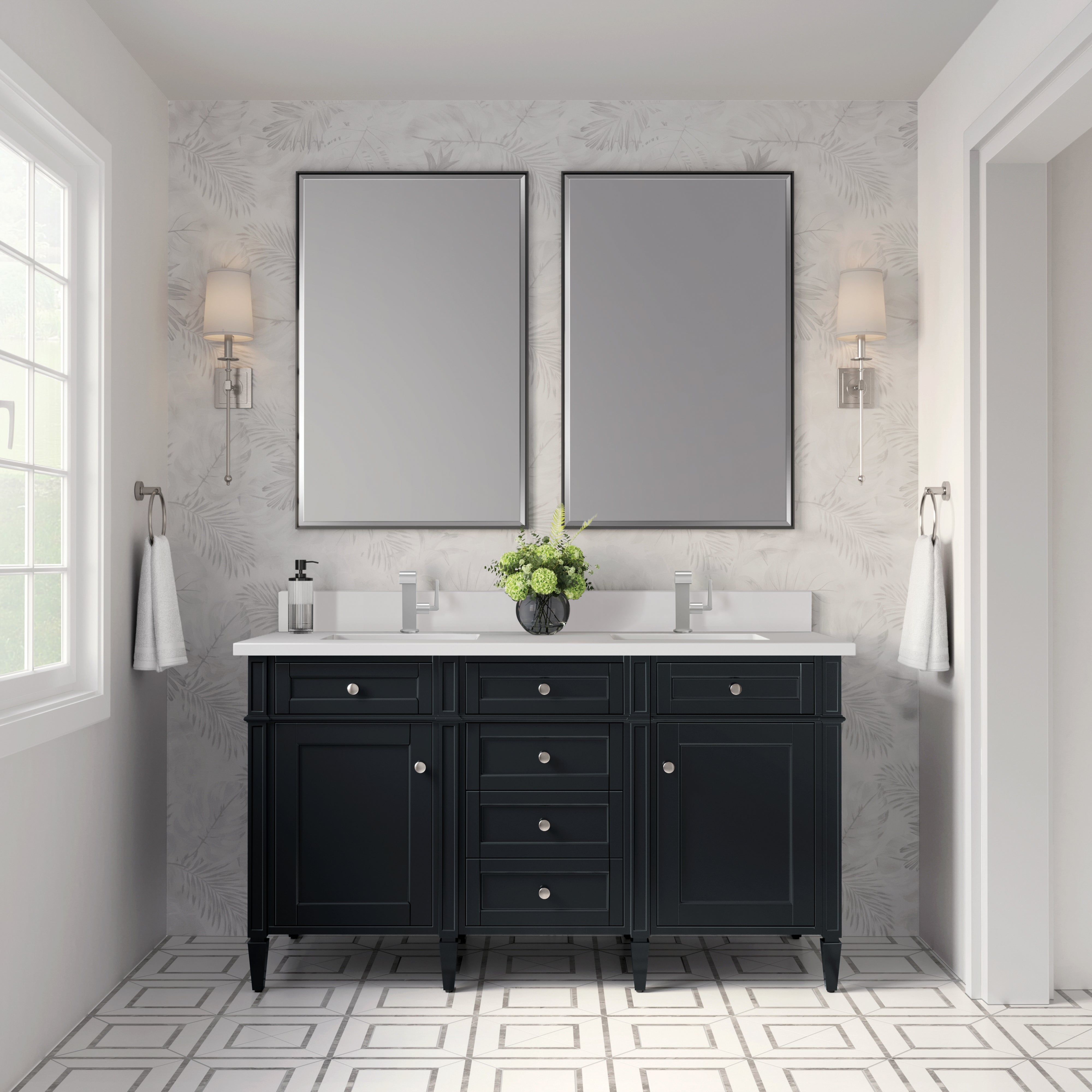 James Martin Brittany 60" Double Vanity in Black Onyx with 3cm Countertop