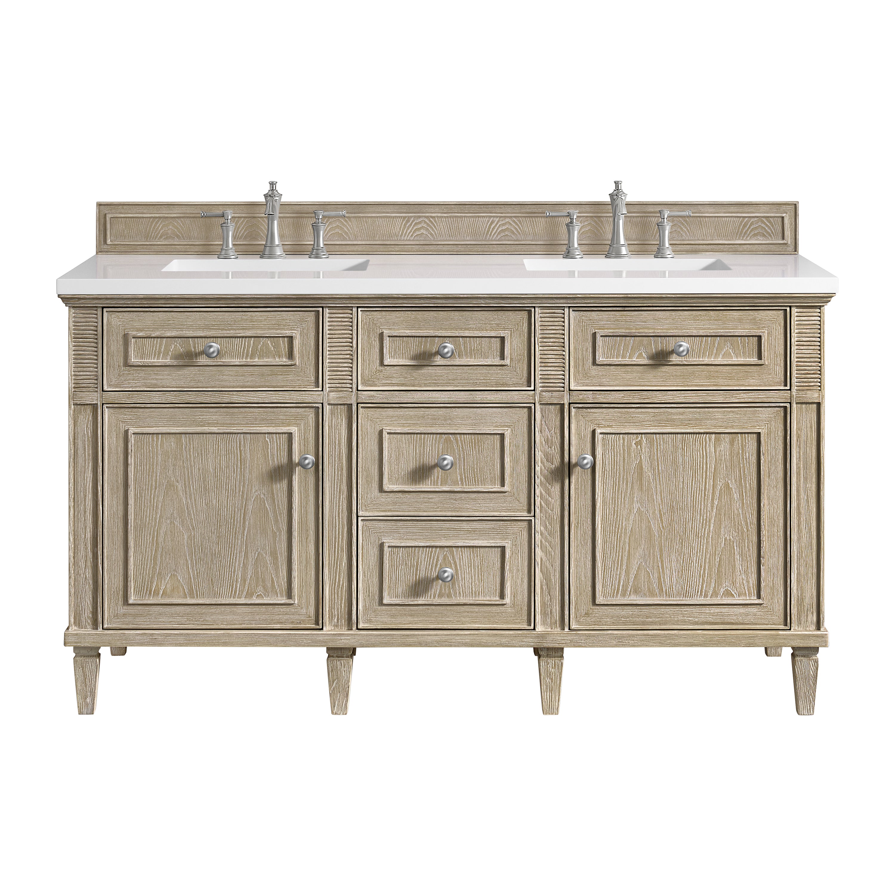James Martin Lorelai 60" Double Vanity in Whitewashed Oak with 3cm Countertop