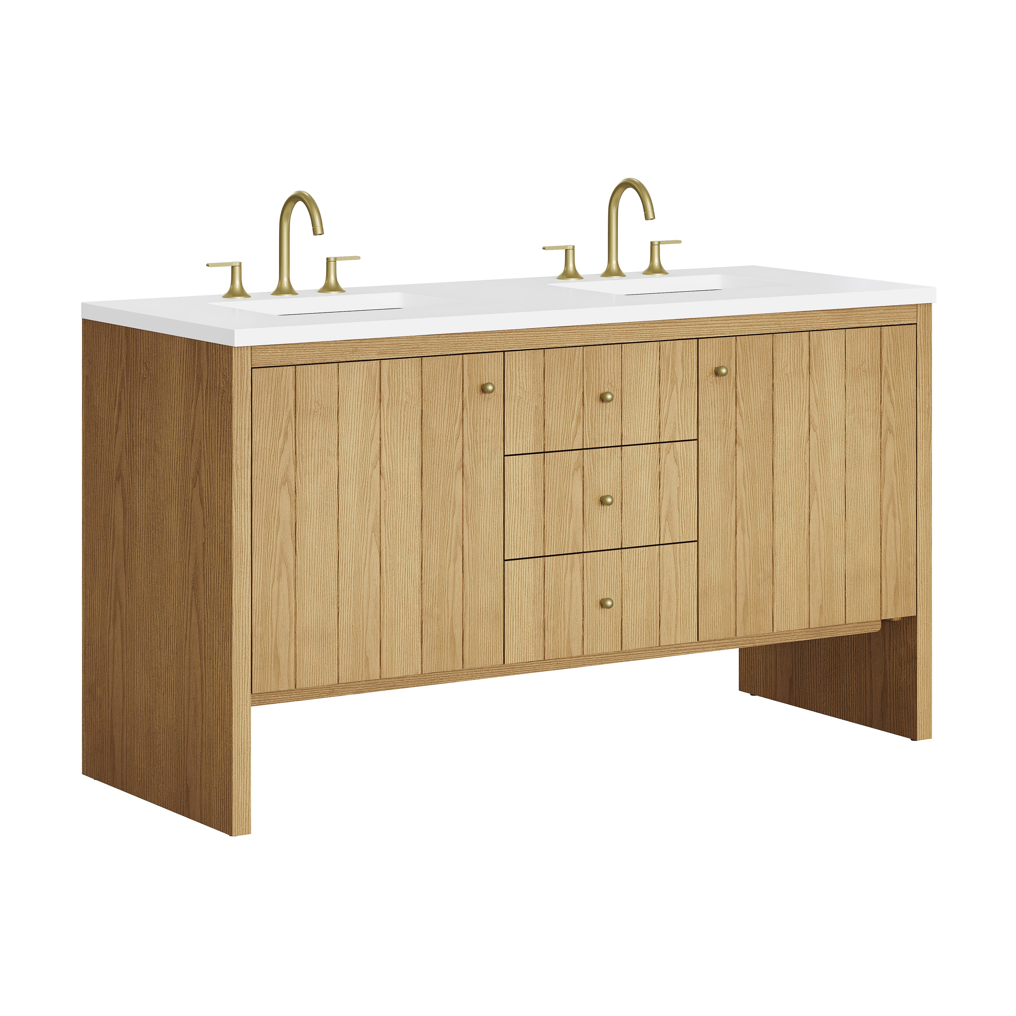 James Martin Hudson 60" Double Vanity in Light Natural Oak with 3cm Countertop