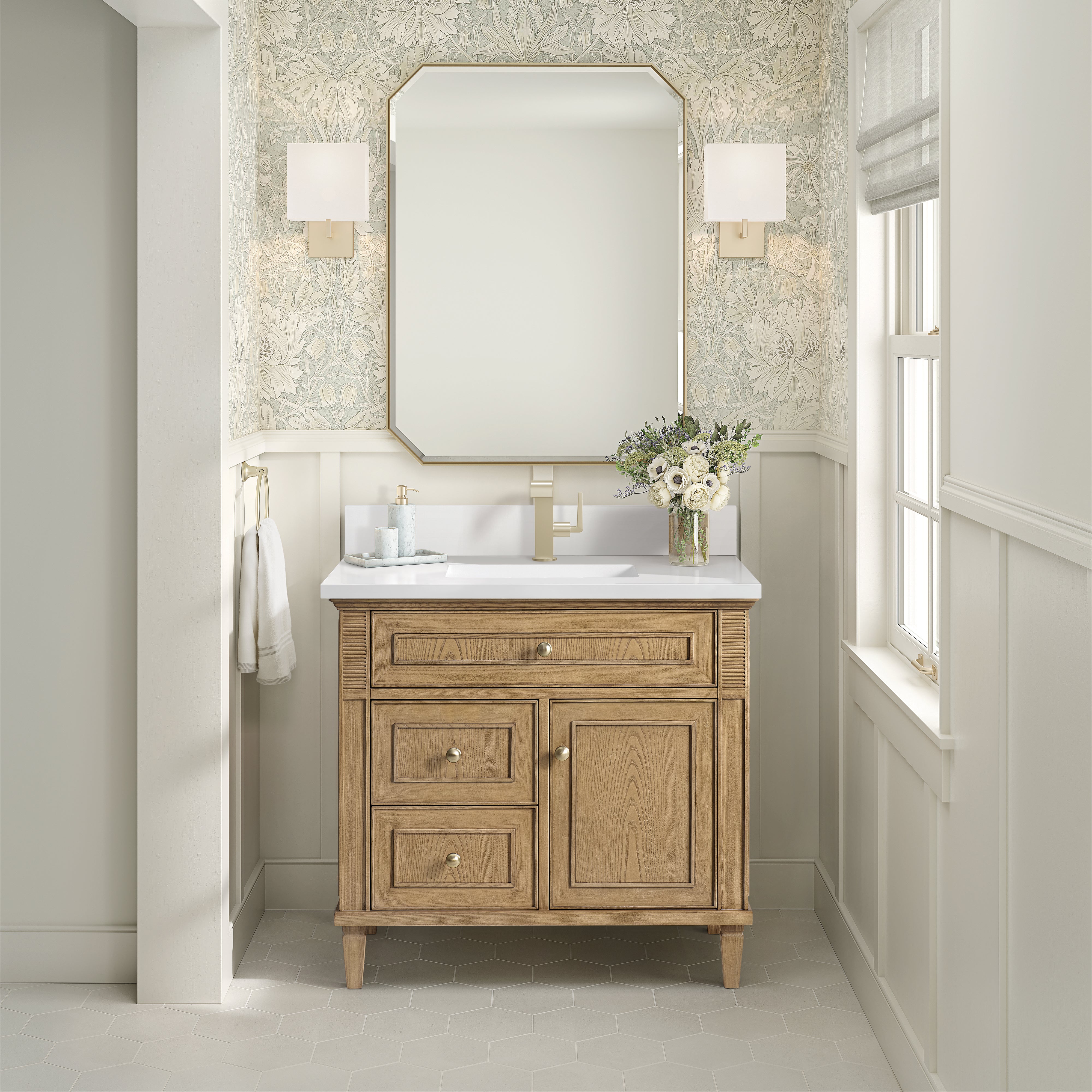 James Martin Lorelai 36" Single Vanity in Light Natural Oak with 3cm Countertop