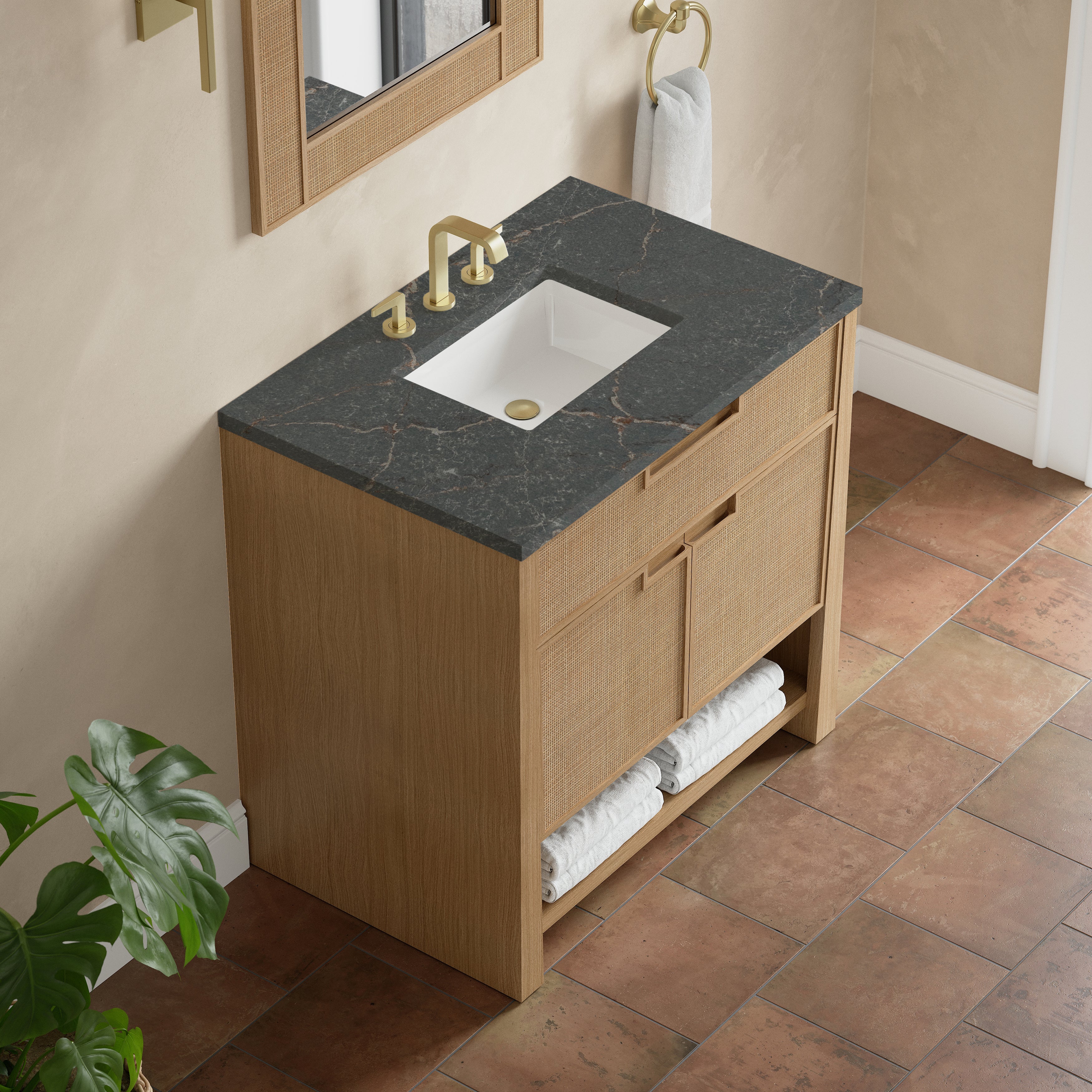 James Martin Solene 36" Single Vanity in Seaside Oak with 3cm Countertop