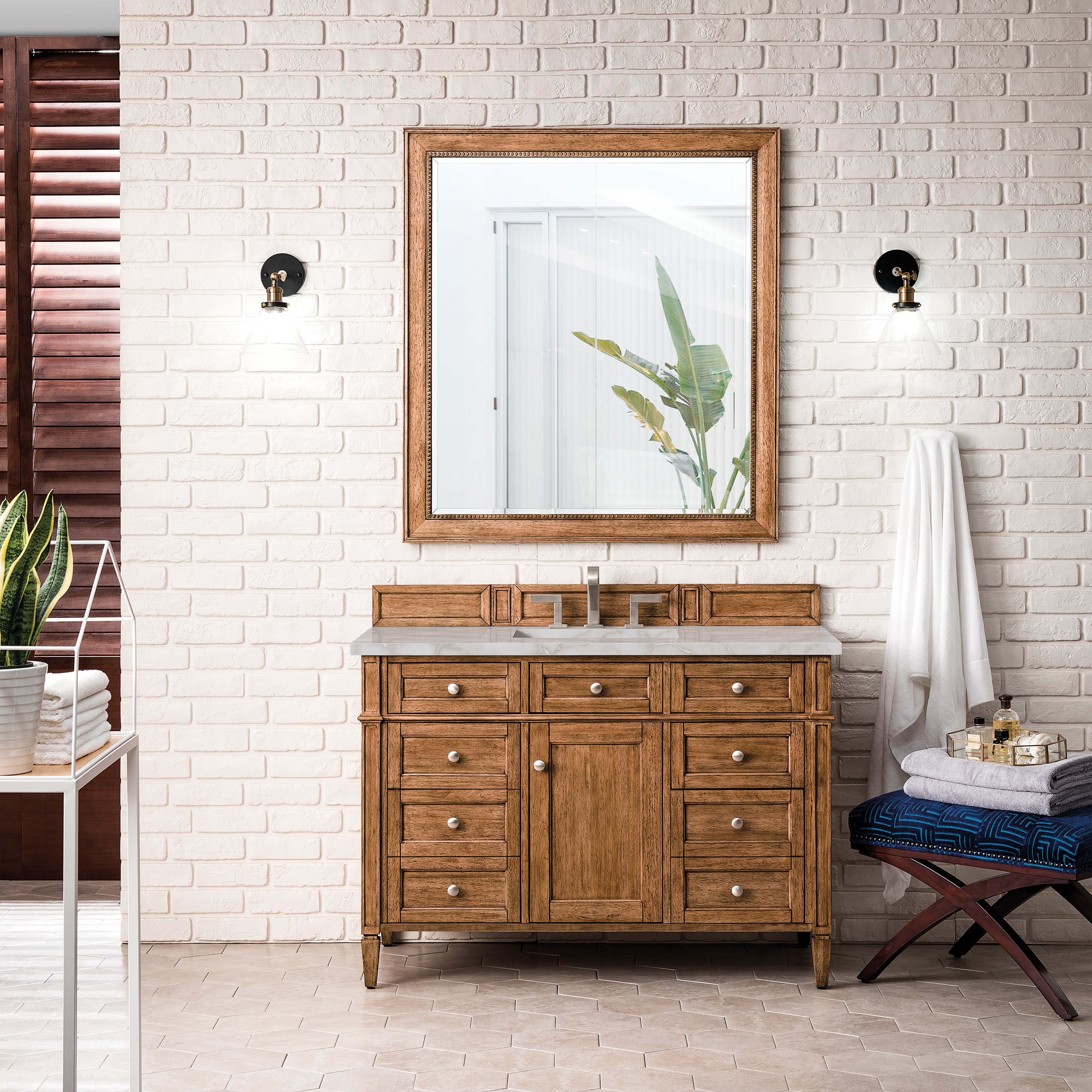 James Martin Brittany 48" Single Vanity in Saddle Brown with with 3cm Countertop