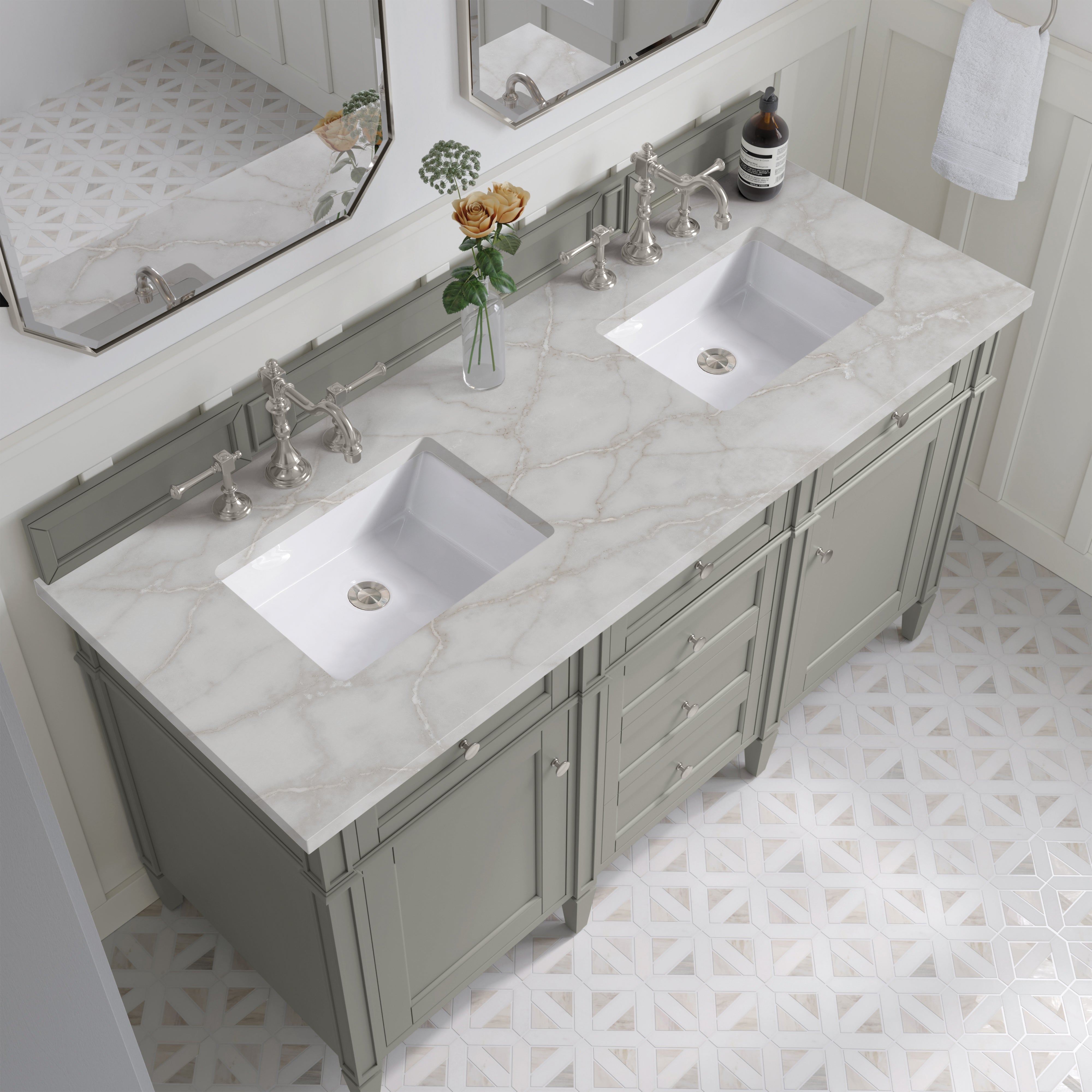 James Martin Brittany 60" Double Vanity in Urban Gray with 3cm Countertop