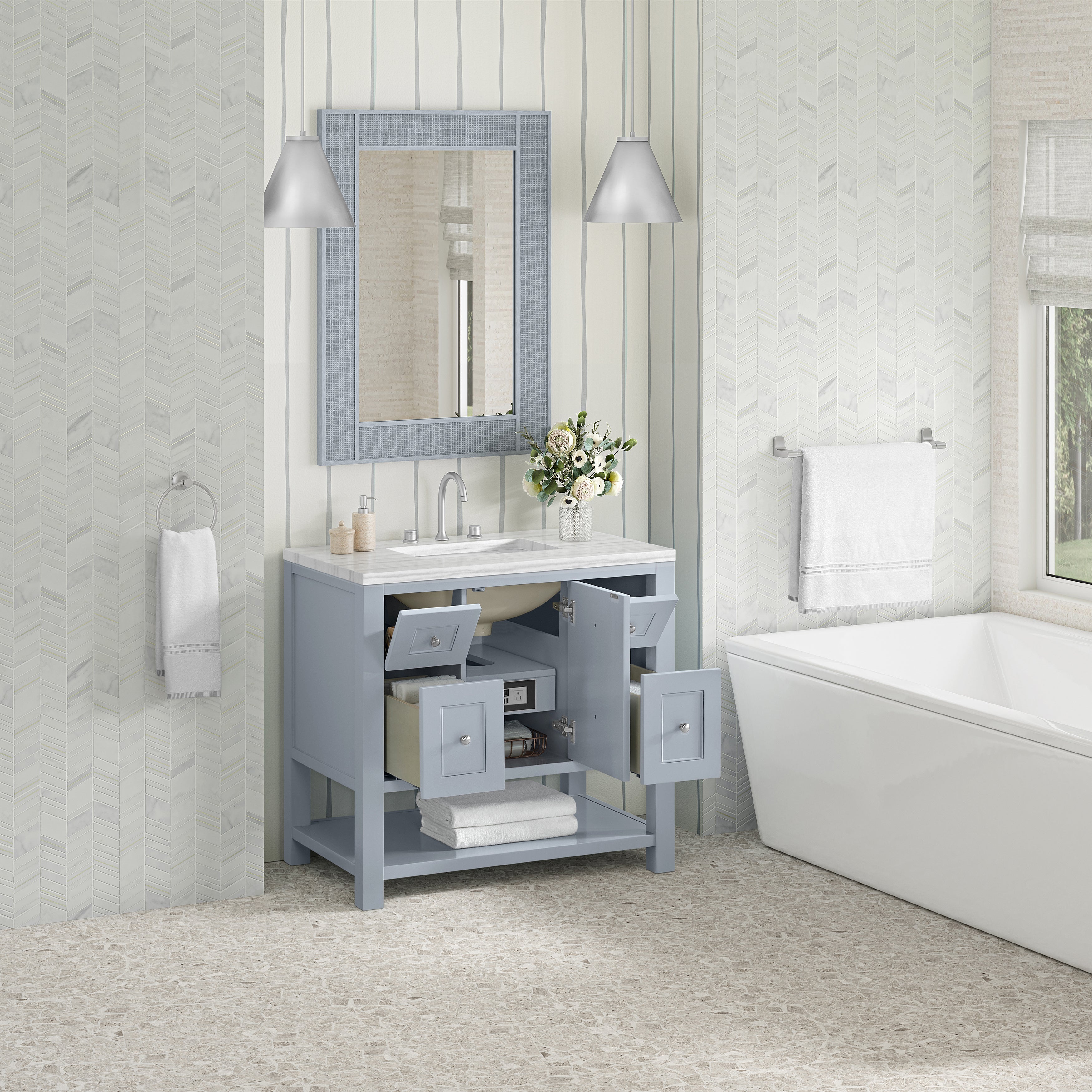 James Martin Breckenridge 36" Single in Serenity Blue with 3cm Countertop