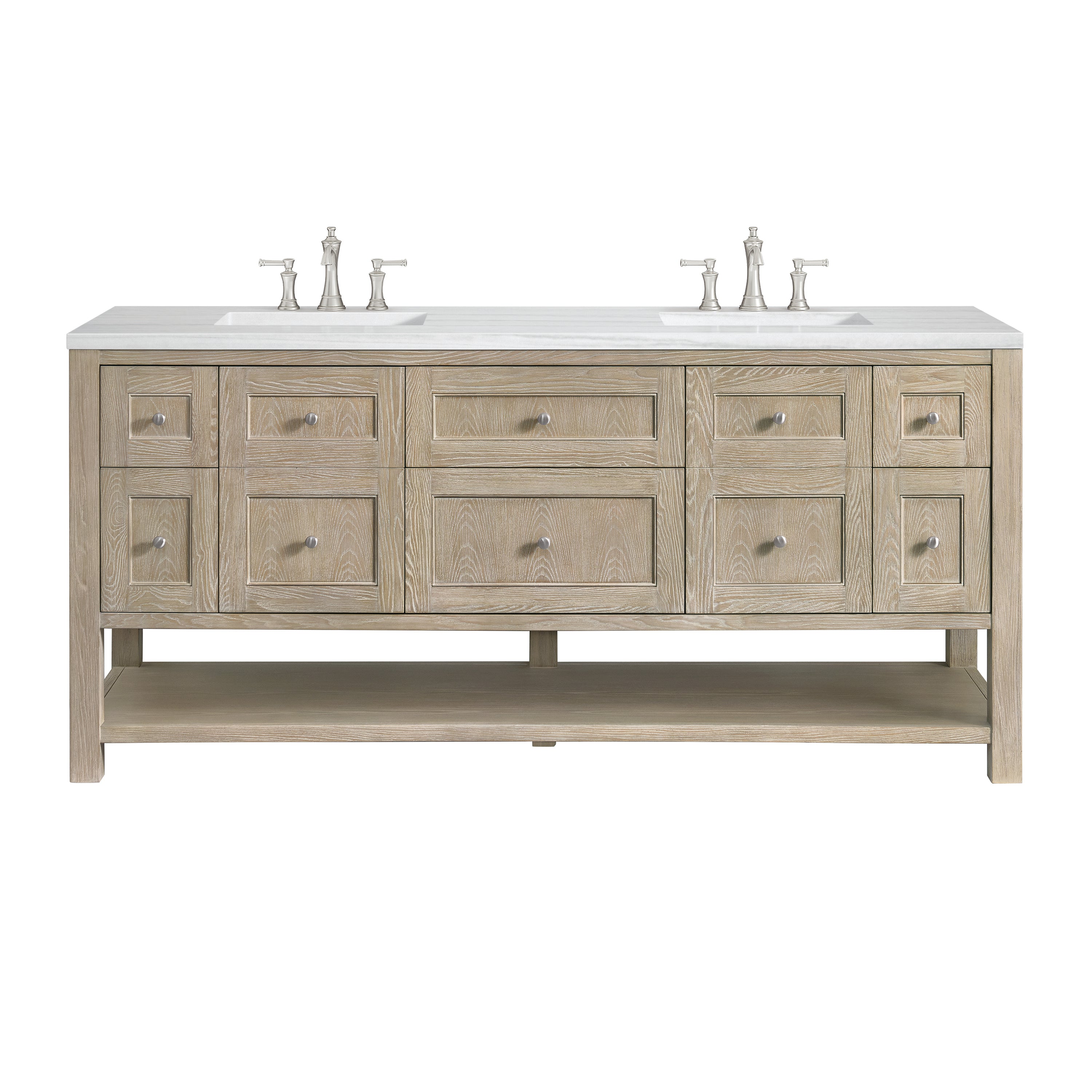 James Martin Breckenridge 72" Double Vanity in Whitewashed Oak with 3cm Countertop