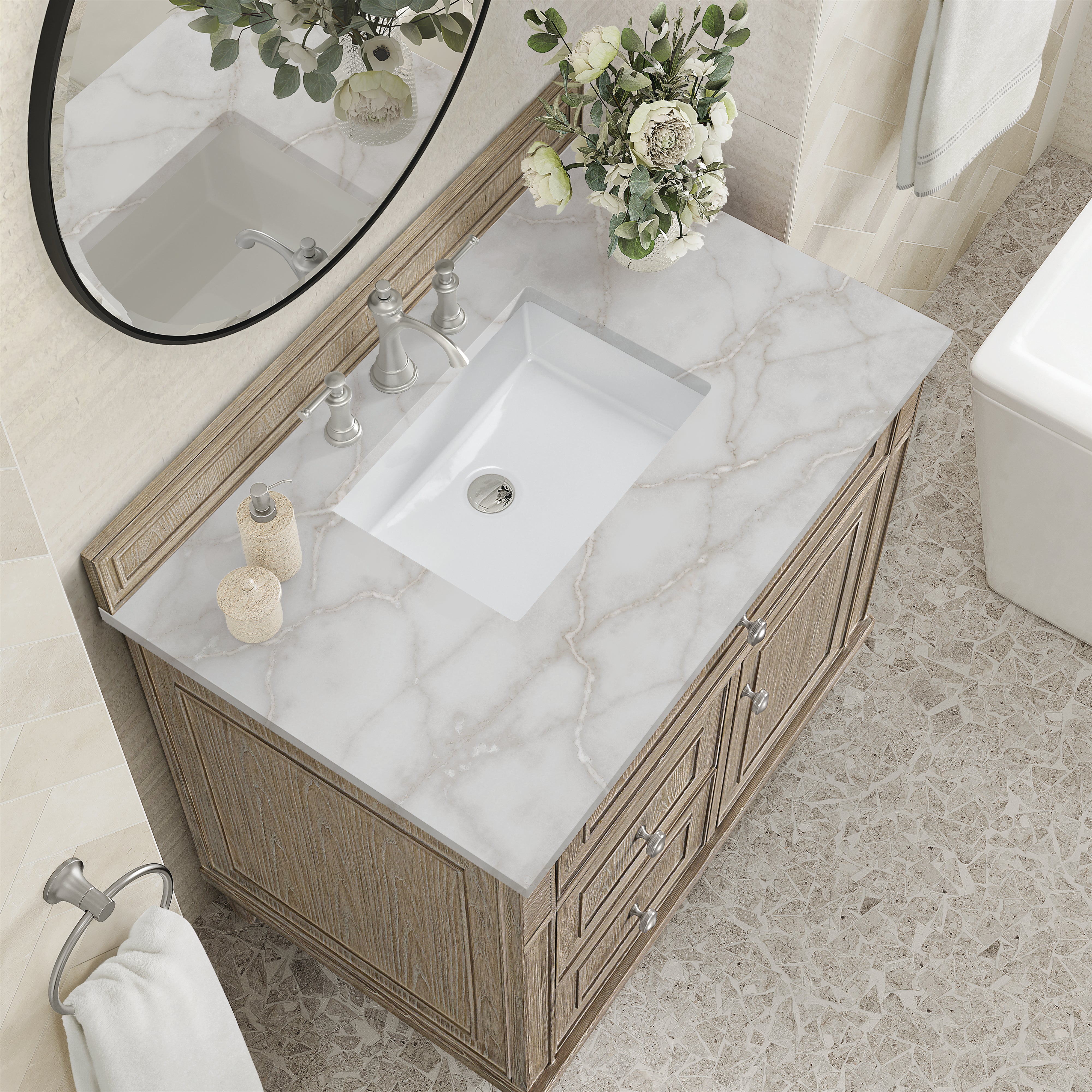 James Martin Lorelai 36" Single Vanity in Whitewashed Oak with 3cm Countertop