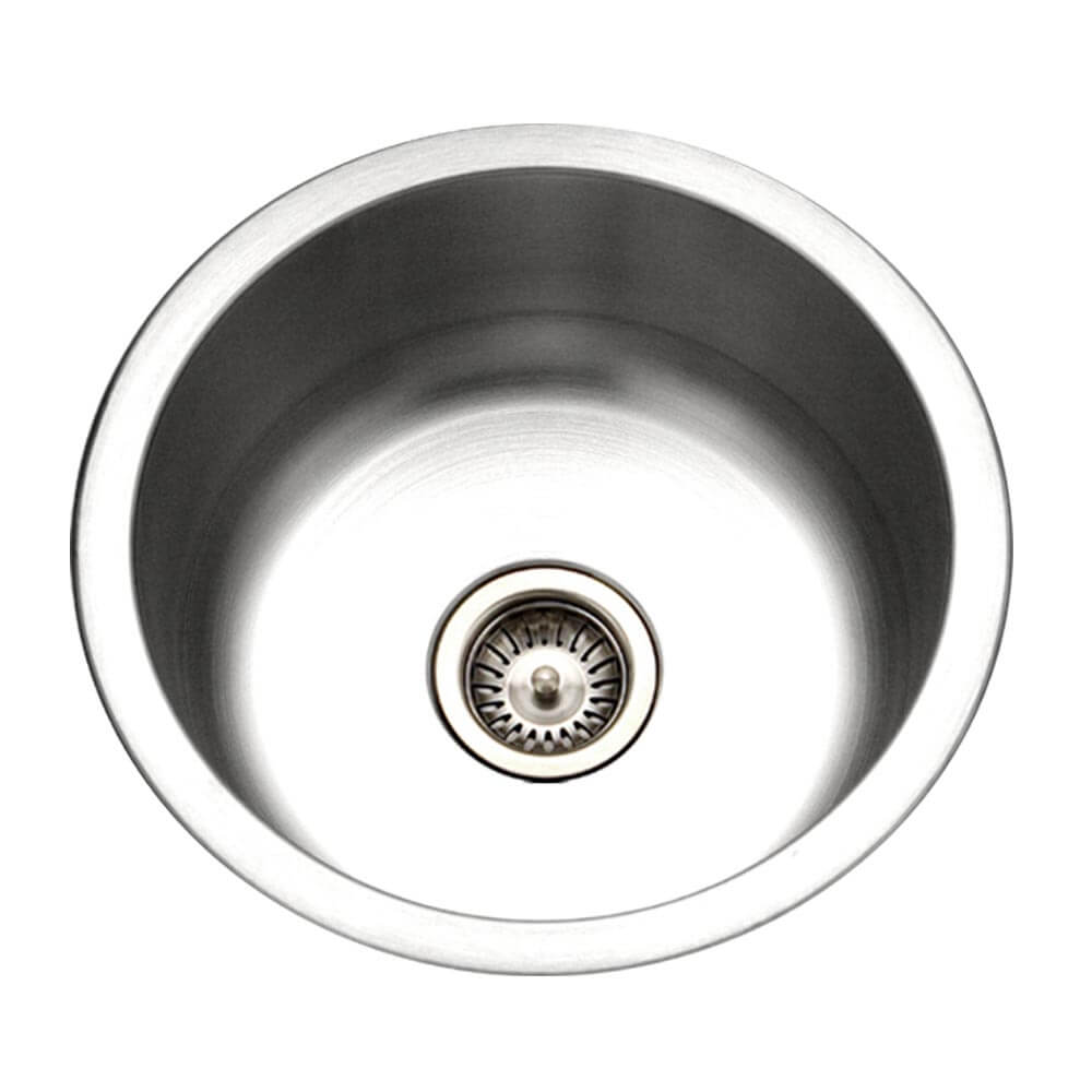 Houzer Club 18" Stainless Steel Undermount Single Round Bowl Bar Sink with Strainer