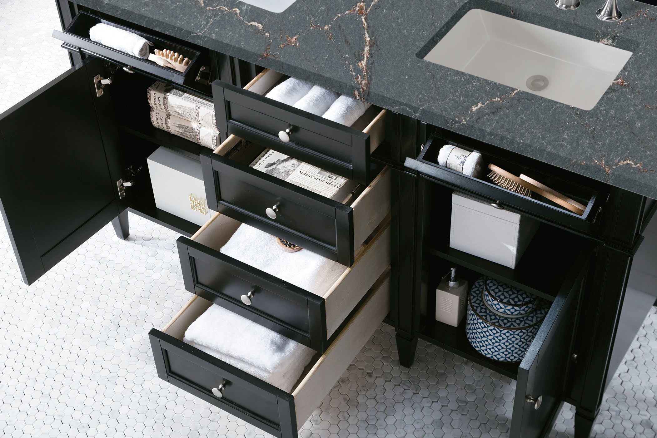James Martin Brittany 60" Double Vanity in Black Onyx with 3cm Countertop