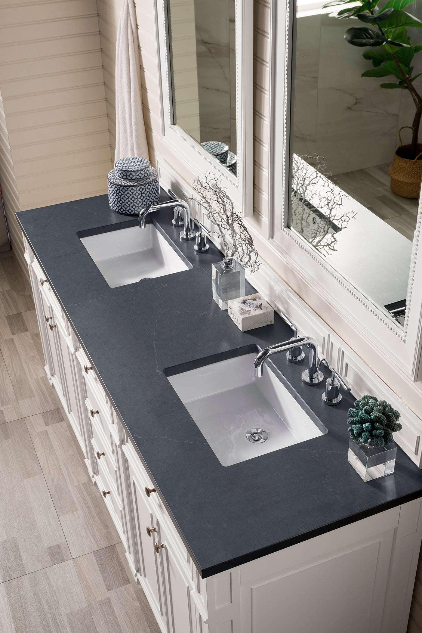 James Martin Bristol 72" Double Vanity in Bright White with 3cm Countertop