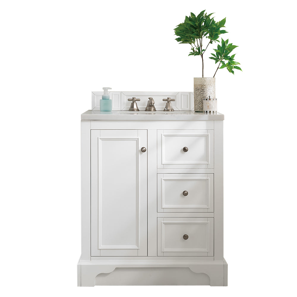 James Martin De Soto 30" Single Vanity in Bright White with 3cm Countertop