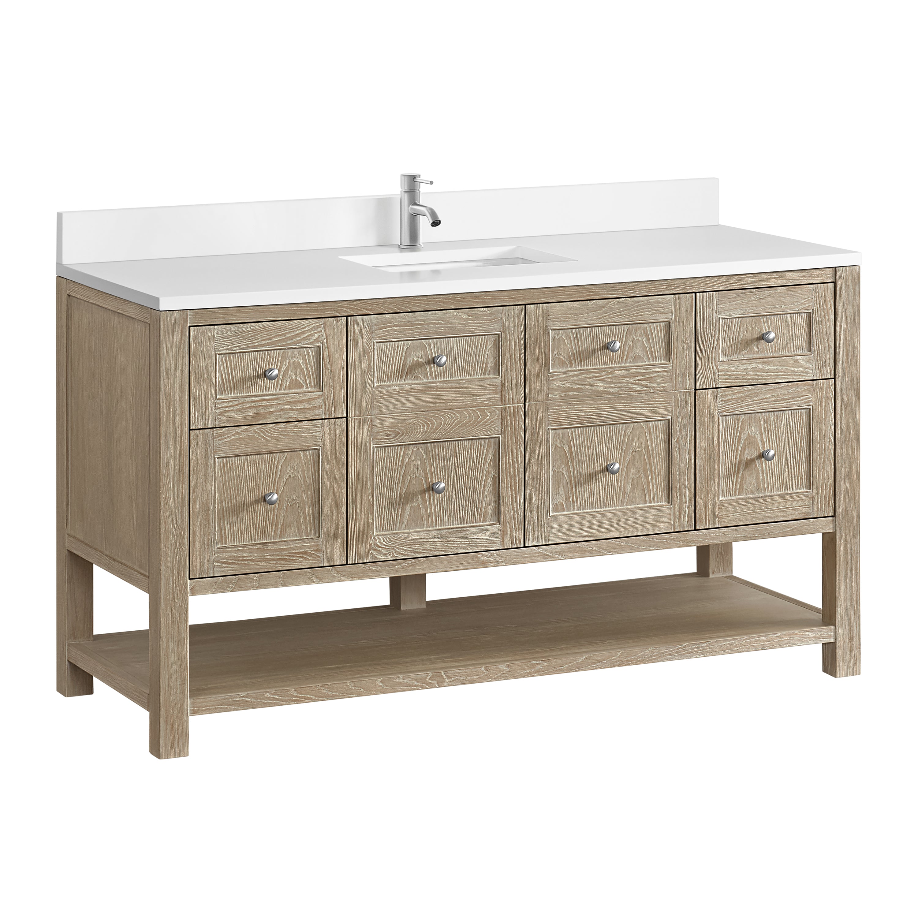 James Martin Breckenridge 60" Single Vanity in Whitewashed Oak with 3cm Countertop