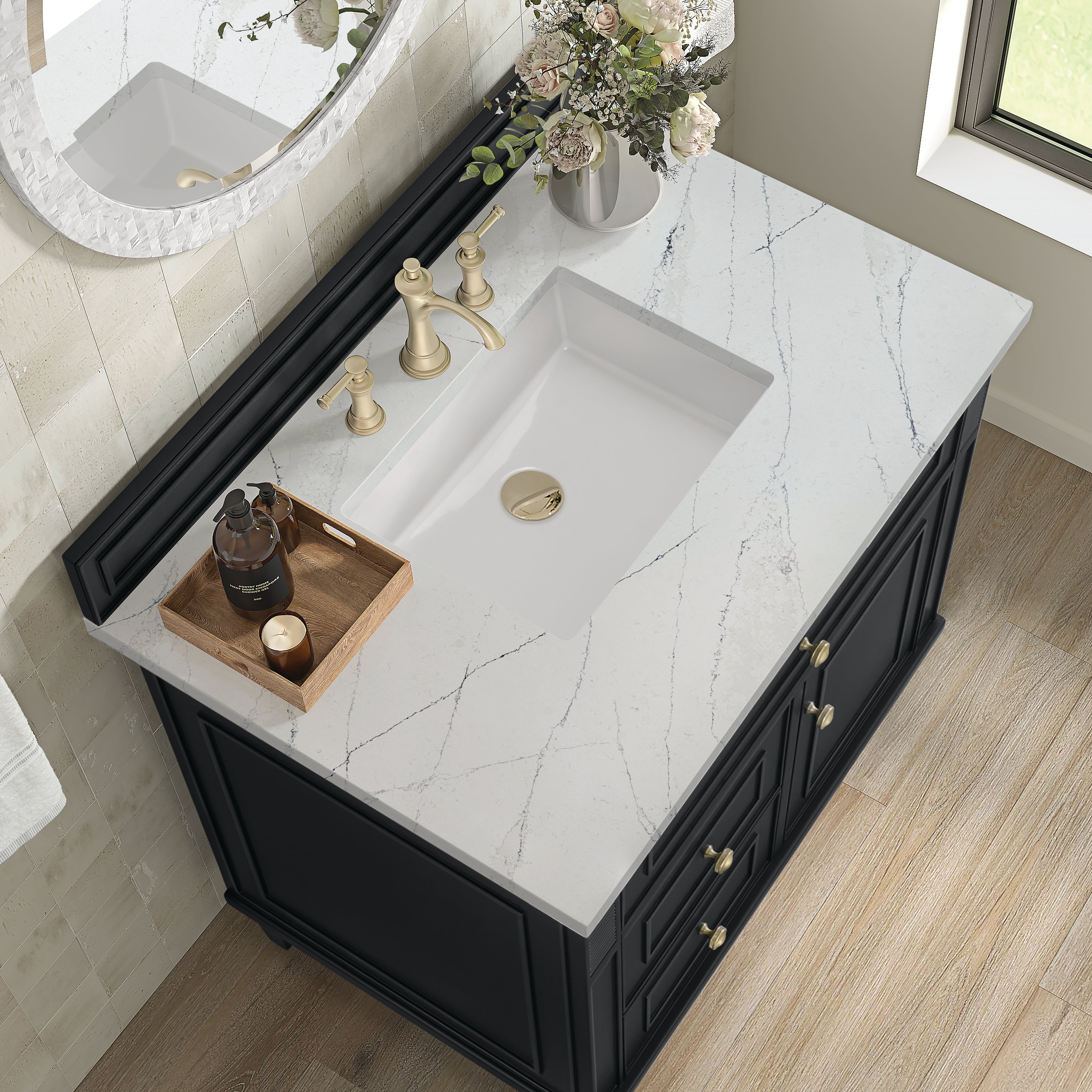 James Martin Lorelai 36" Single Vanity in Black Onyx with 3cm Countertop