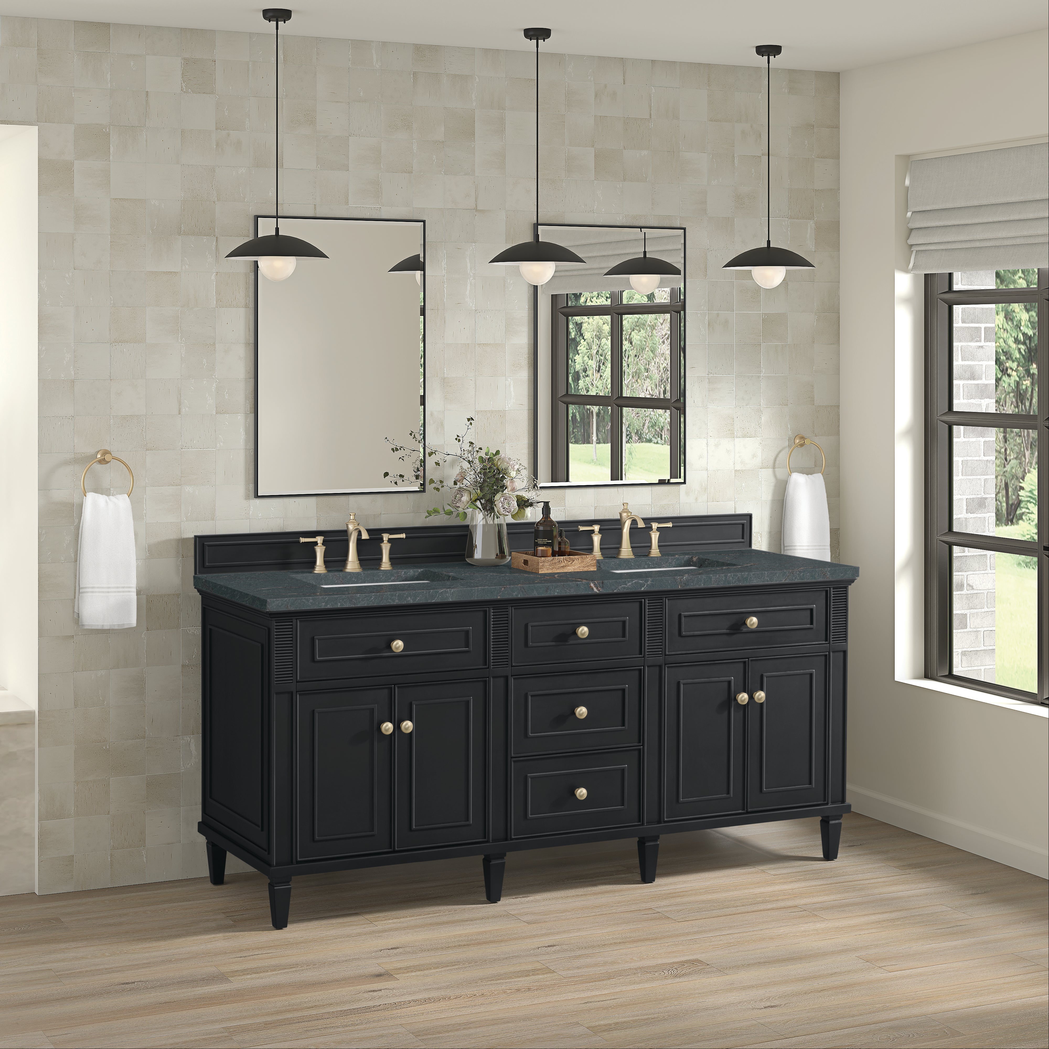 James Martin Lorelai 72" Double Vanity in Black Onyx with 3cm Countertop