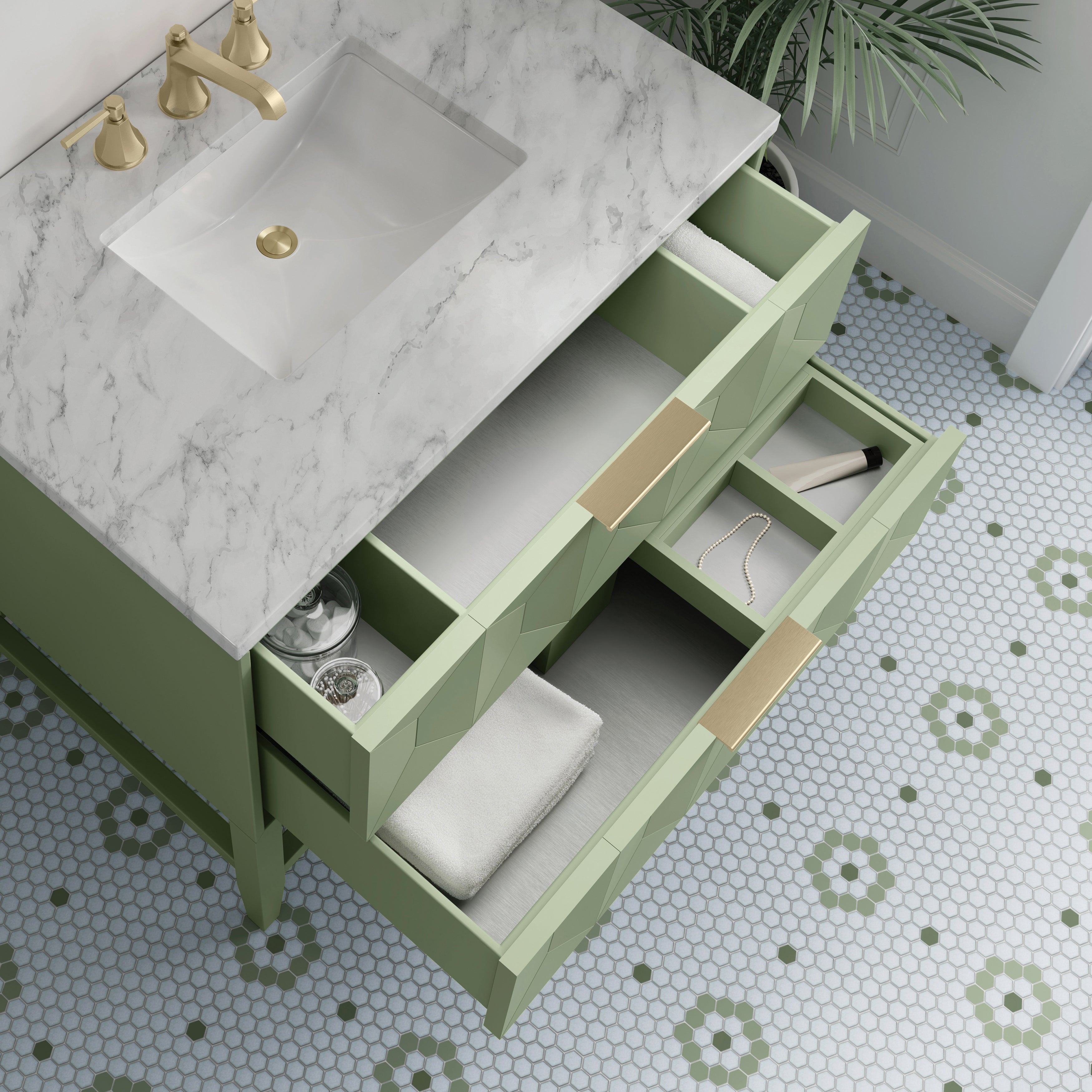 James Martin Emmeline 36" Single Vanity in Pistachio with 3cm Countertop