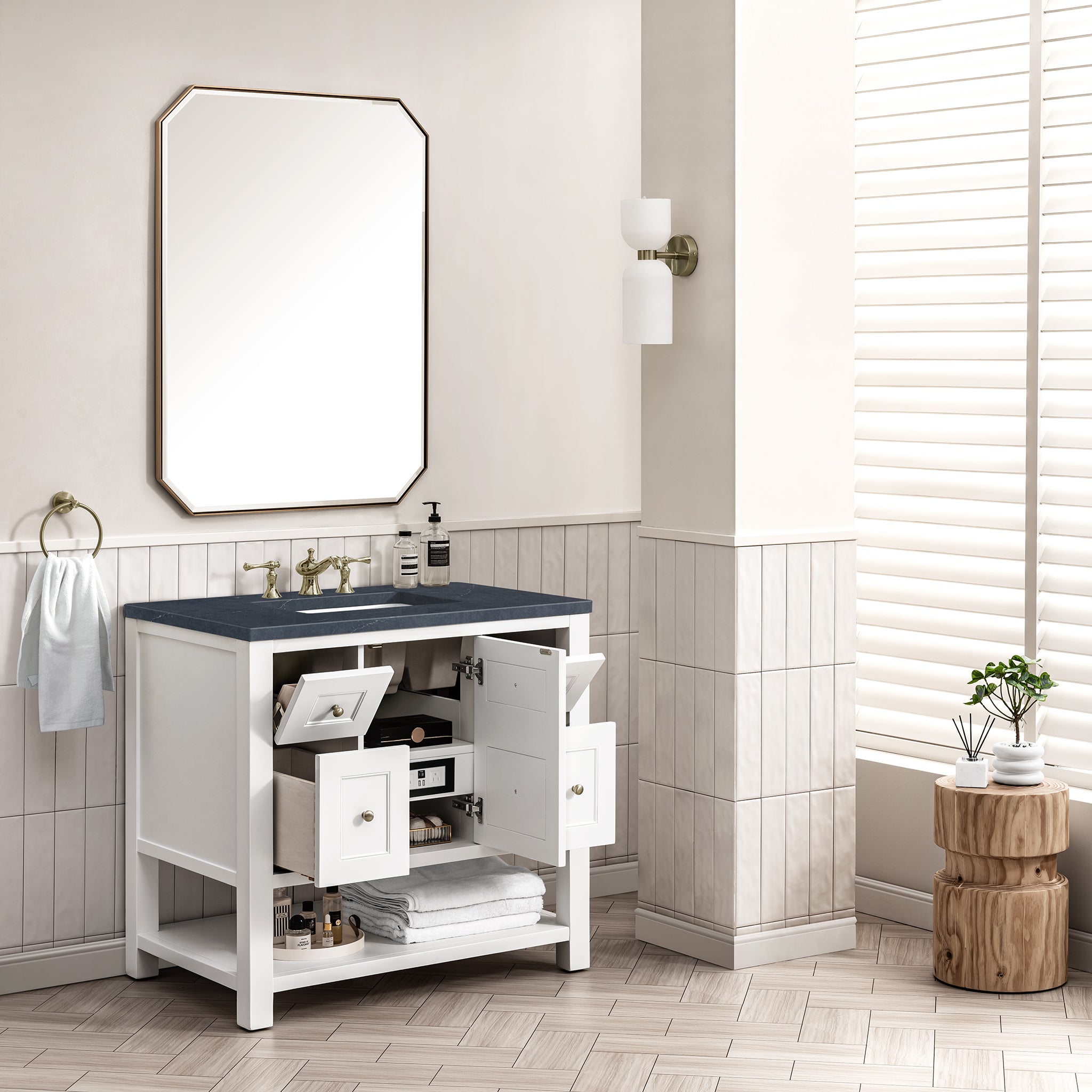 James Martin Breckenridge 36" Single Vanity in Bright White with 3cm Countertop