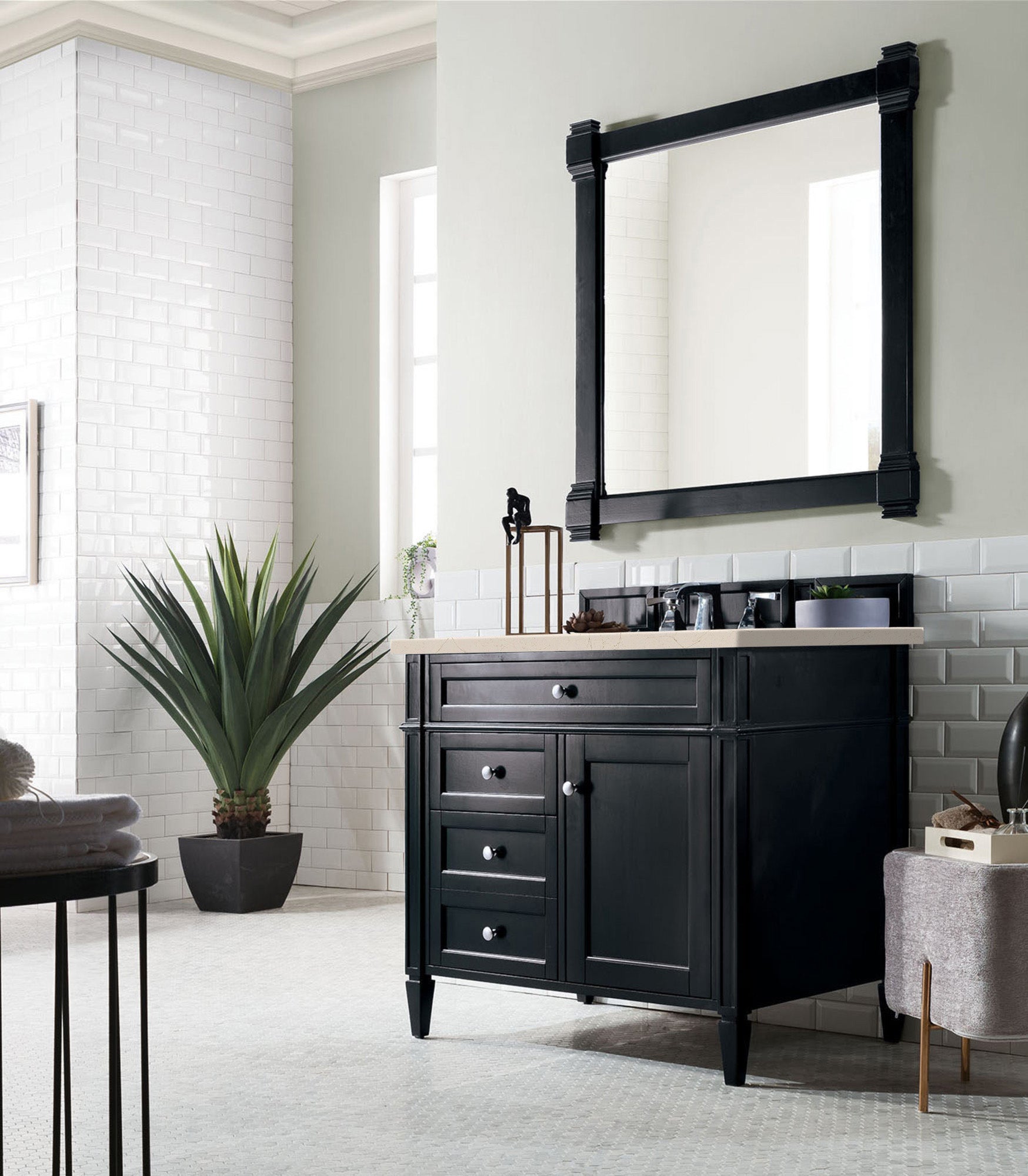 James Martin Brittany 36" Single Vanity in Black Onyx with 3cm Countertop