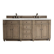 James Martin Bristol 72" Double Vanity in Whitewashed Walnut with 3cm Countertop and FreePower Wireless Charger