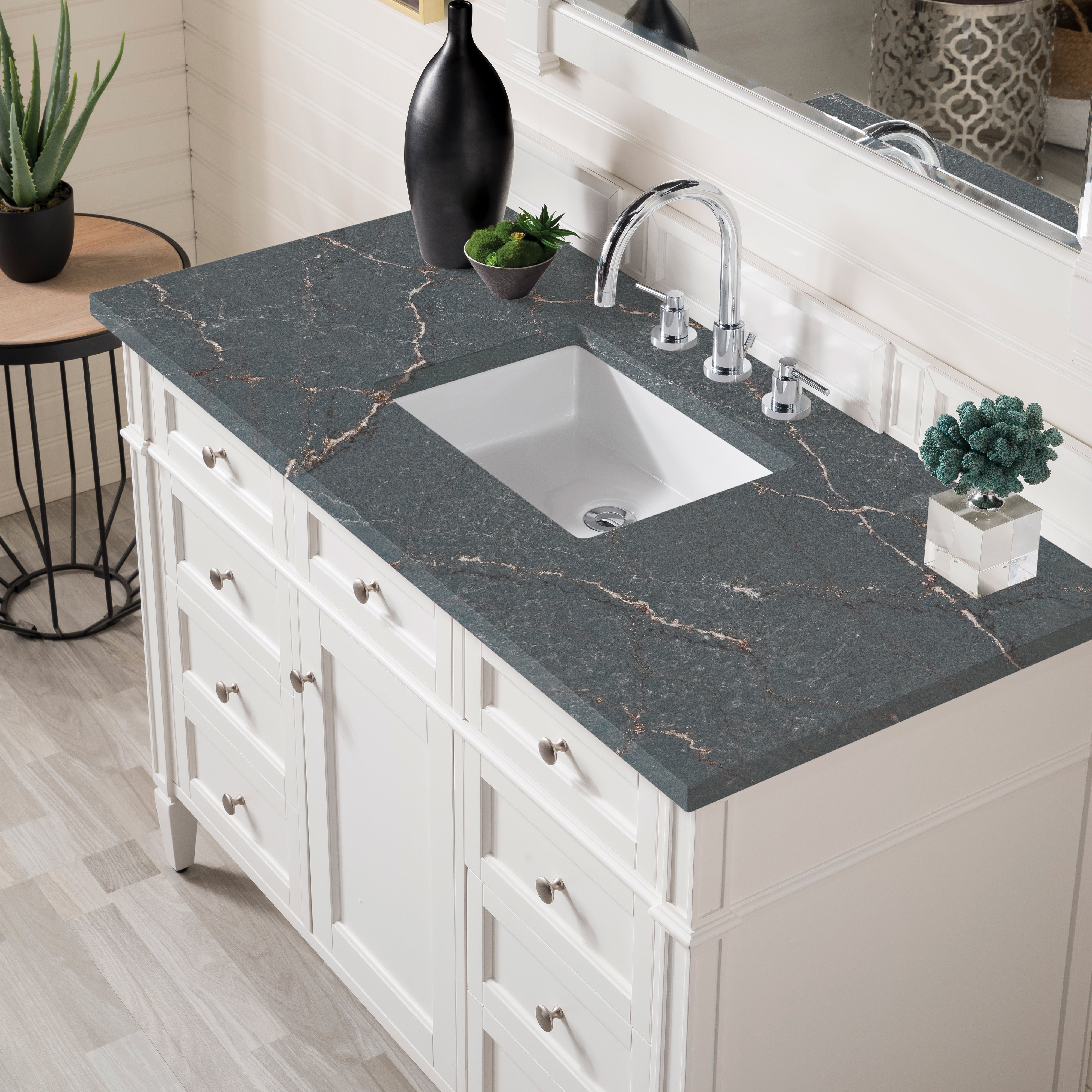 James Martin Brittany 48" Single Vanity in Bright White with 3cm Countertop
