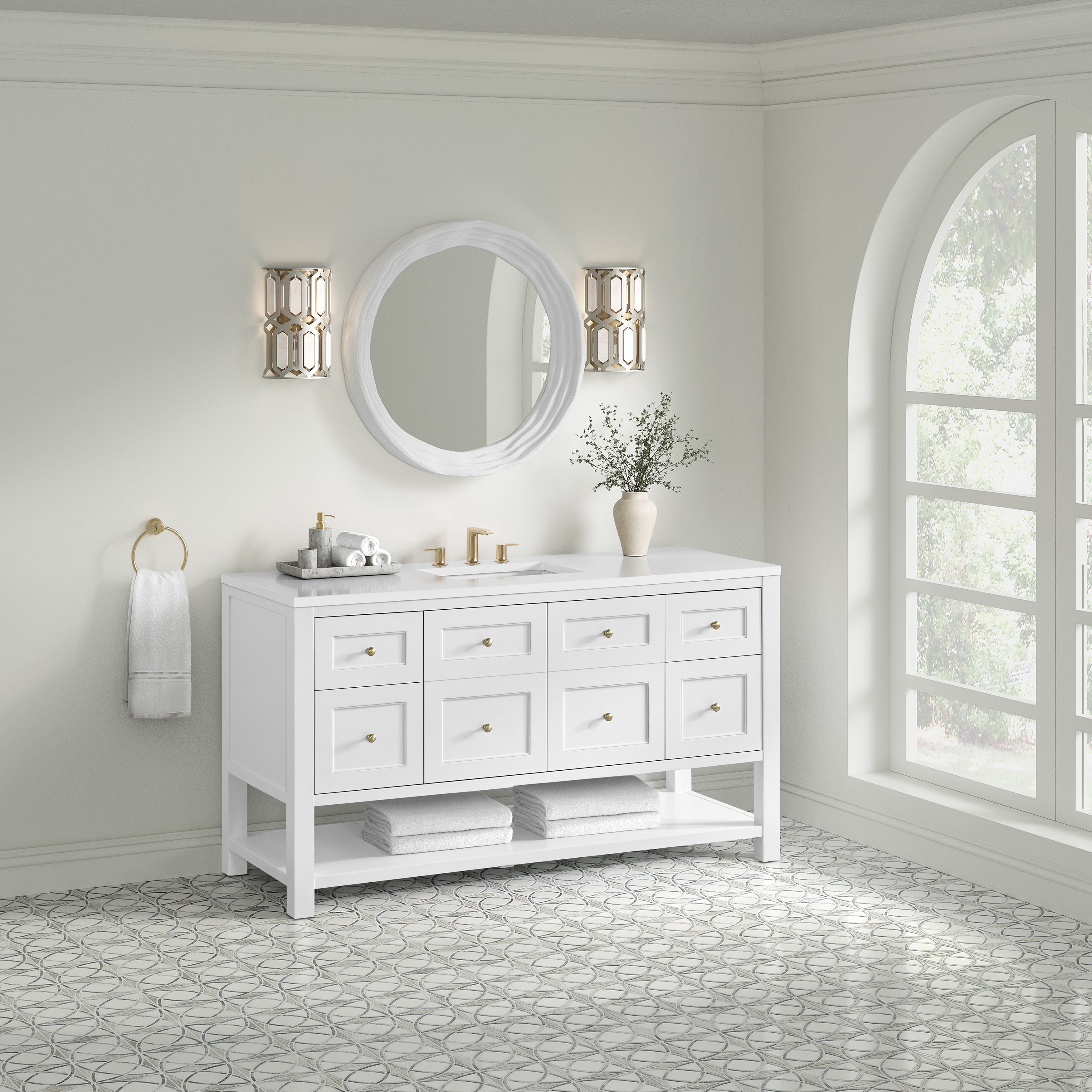 James Martin Breckenridge 60" Single Vanity in Bright White with 3cm Countertop
