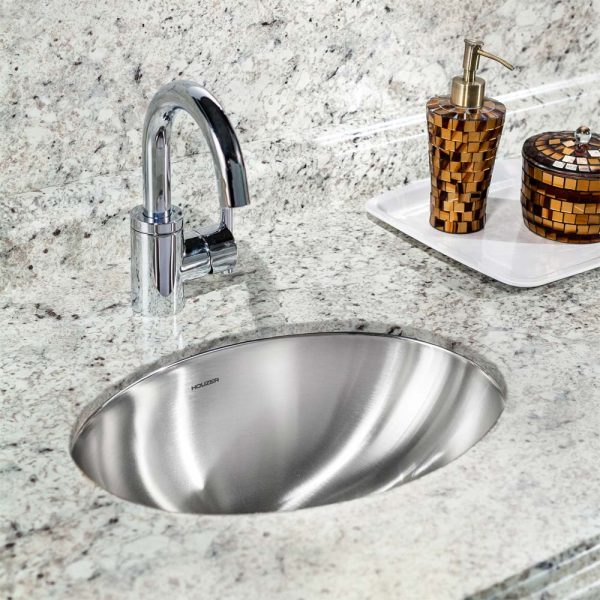 Houzer Opus 18" Stainless Steel Undermount Oval Bowl Bathroom Sink