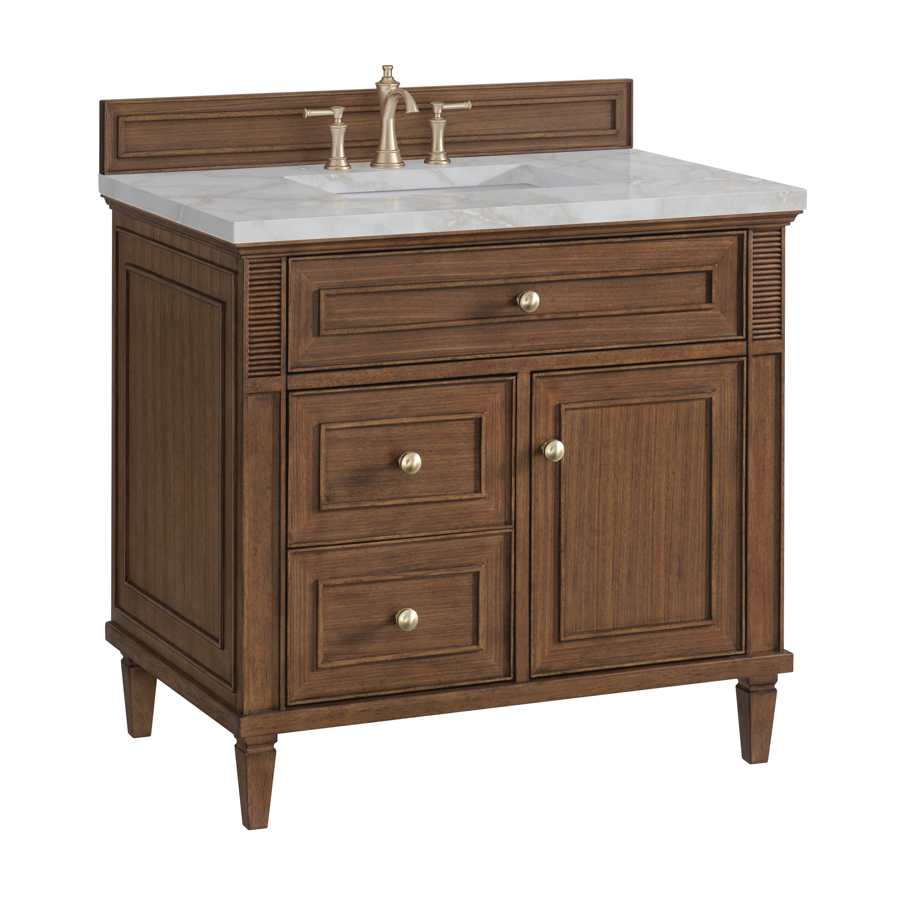 James Martin Lorelai 36" Single Vanity in Mid-Century Walnut with 3cm Countertop