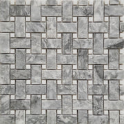 Basketweave Mosaic Chelsea Grey With White Dot Marble Polished