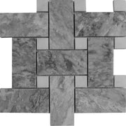 Big Basketweave Mosaic Chelsea Grey With White Dot Marble Polished
