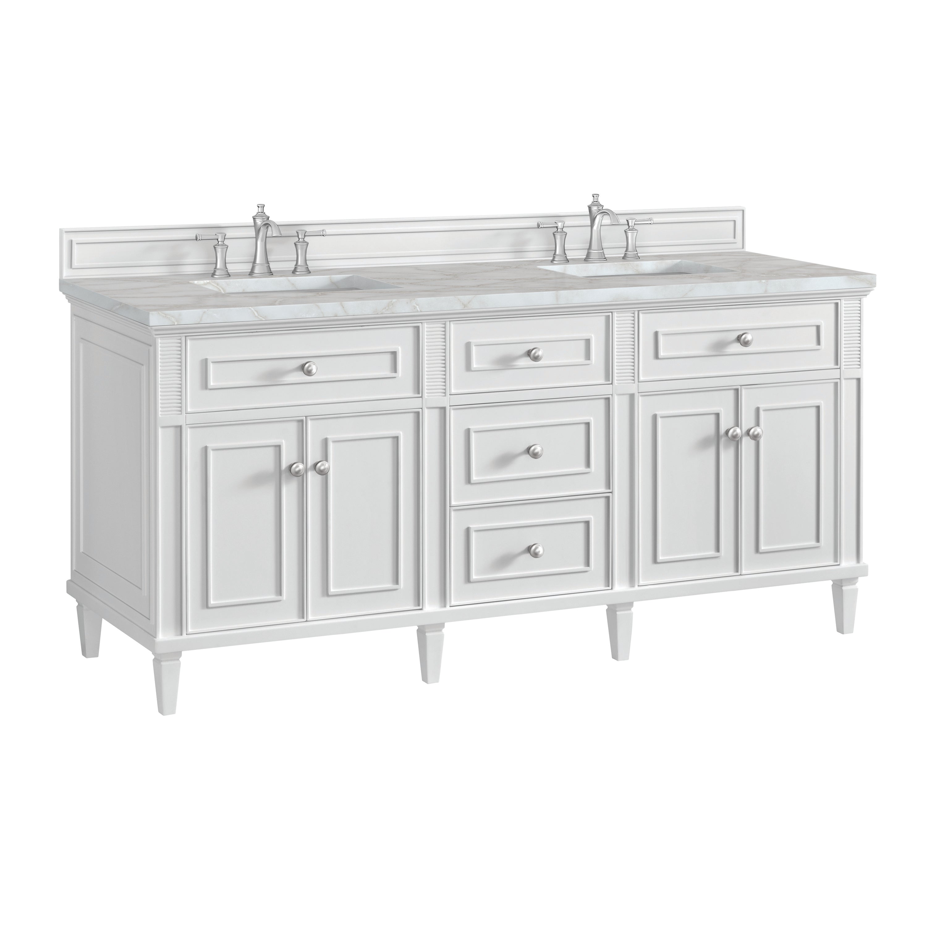 James Martin Lorelai 72" Double Vanity in Bright White with 3cm Countertop