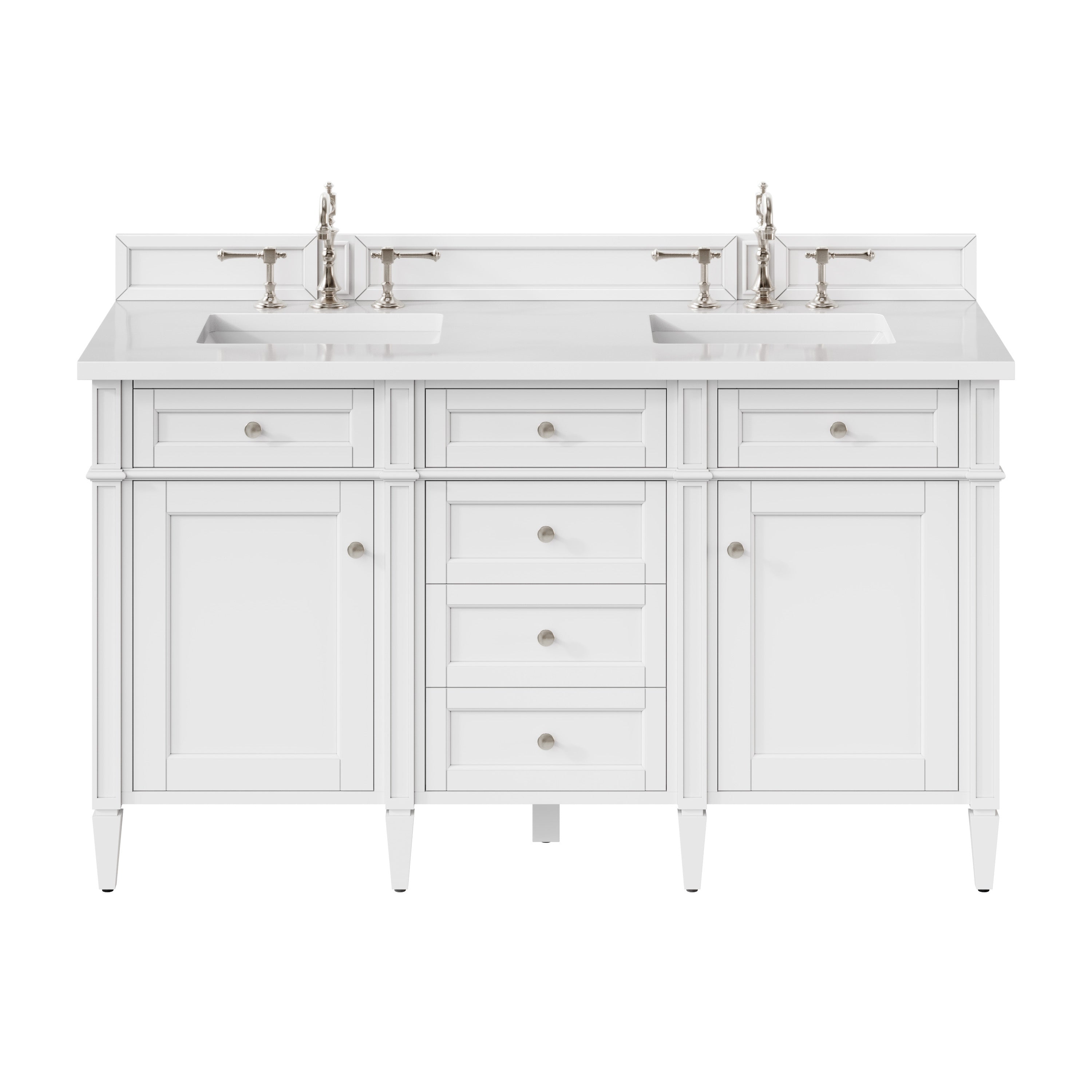 James Martin Brittany 60" Double Vanity in Bright White with 3cm Countertop