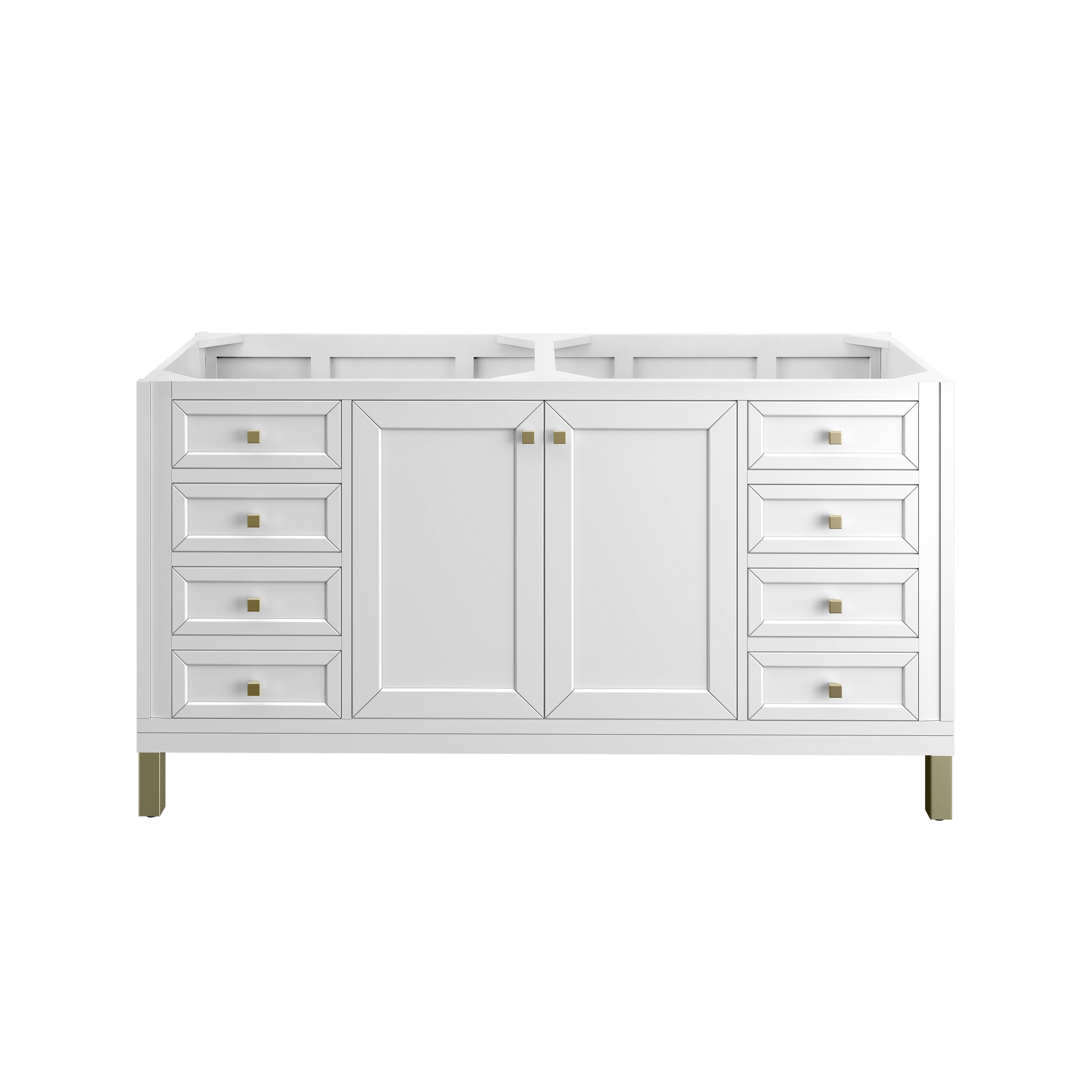 James Martin Chicago 60" Double Vanity in Glossy White with 3cm Countertop and FreePower Wireless Charger