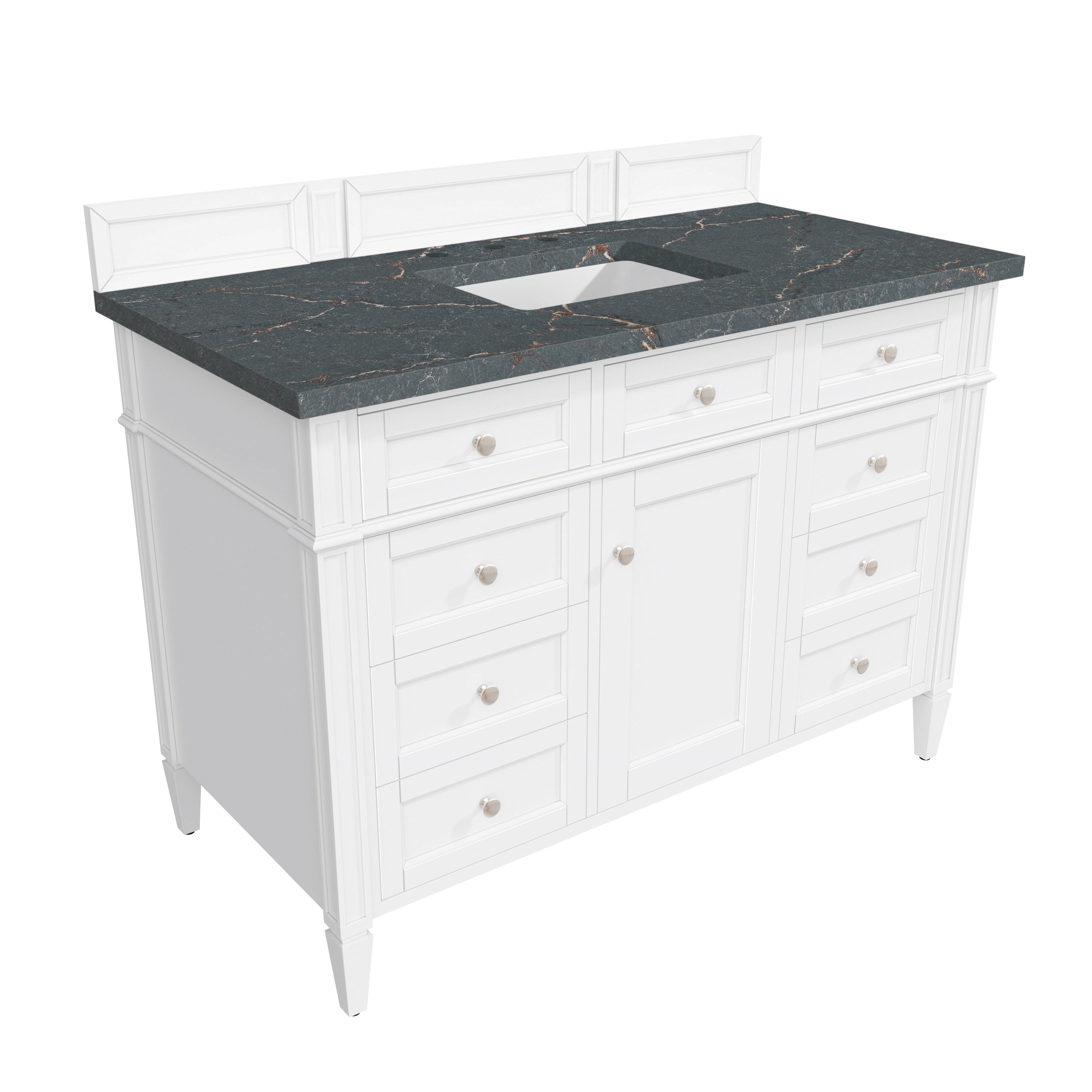 James Martin Brittany 48" Single Vanity in Bright White with 3cm Countertop and FreePower Wireless Charger
