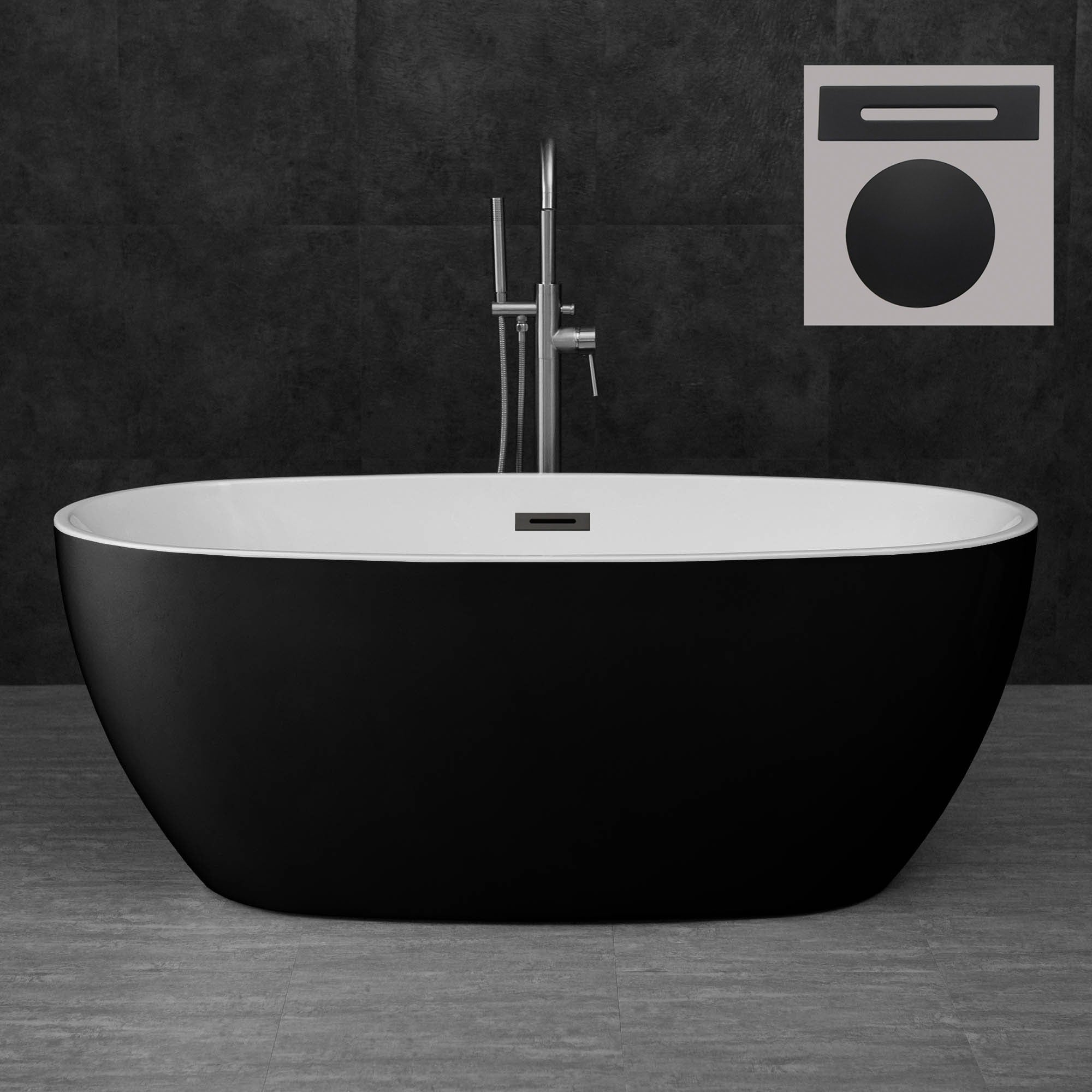 WOODBRIDGE 59" Acrylic Freestanding Bathtub Contemporary Soaking Tub with Drain & Overflow, B1818