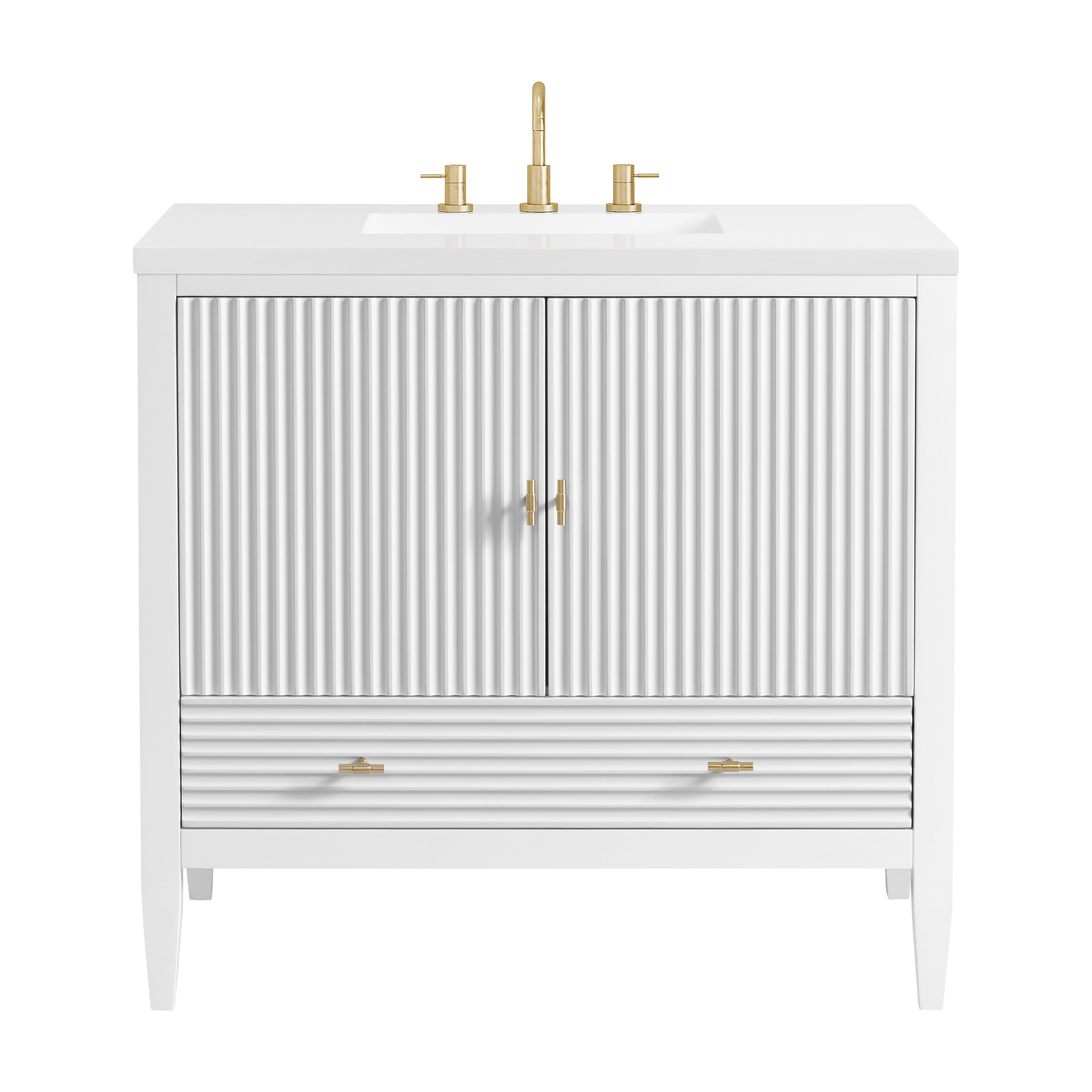James Martin Myrrin 36" Vanity in Bright White with 3cm Countertop